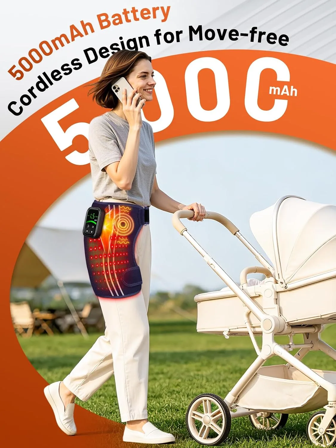 RELEXNOW Cordless Red Light Therapy for Hip with Heat & Vibration, Portable