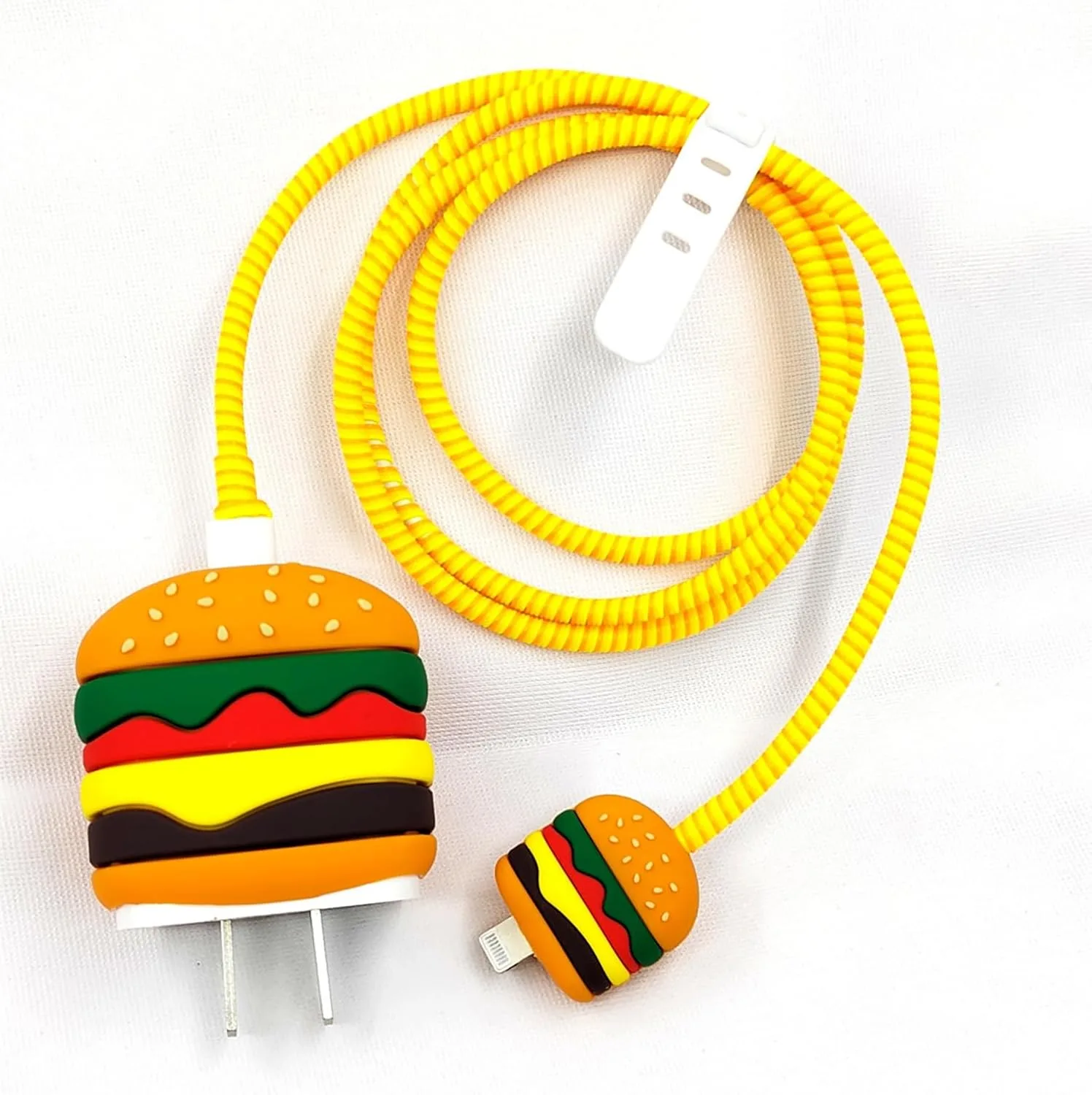 Compatible with iPhone 18W/20W USB-C Charger Protector Cover, 3D Cute Cartoon Charger Case for Apple iPhone 20W USB-C Power Adapter and Lightning Cable Protective Wire Saver (Hamburg)