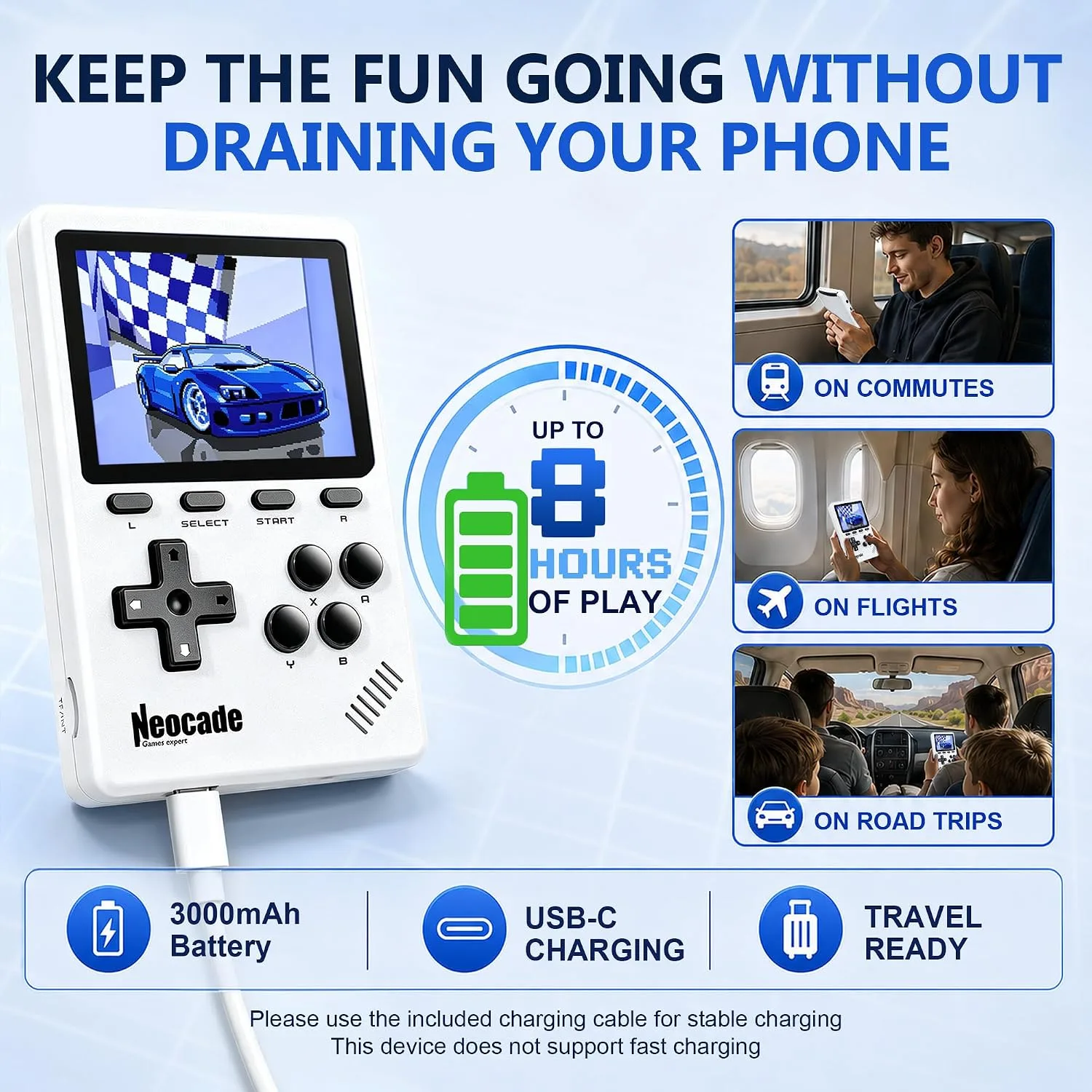 Retro Handheld Game Console for Adults, 3” IPS Screen, 40 Built-in Games