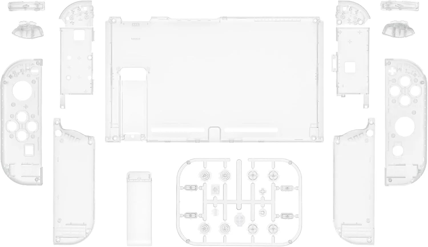 eXtremeRate DIY Replacement Shell Buttons for Nintendo Switch, Back Plate for Switch Console, Housing with Colorful Buttons for Joycon Handheld Controller - Glow in Dark - Green [No Electronics Parts]