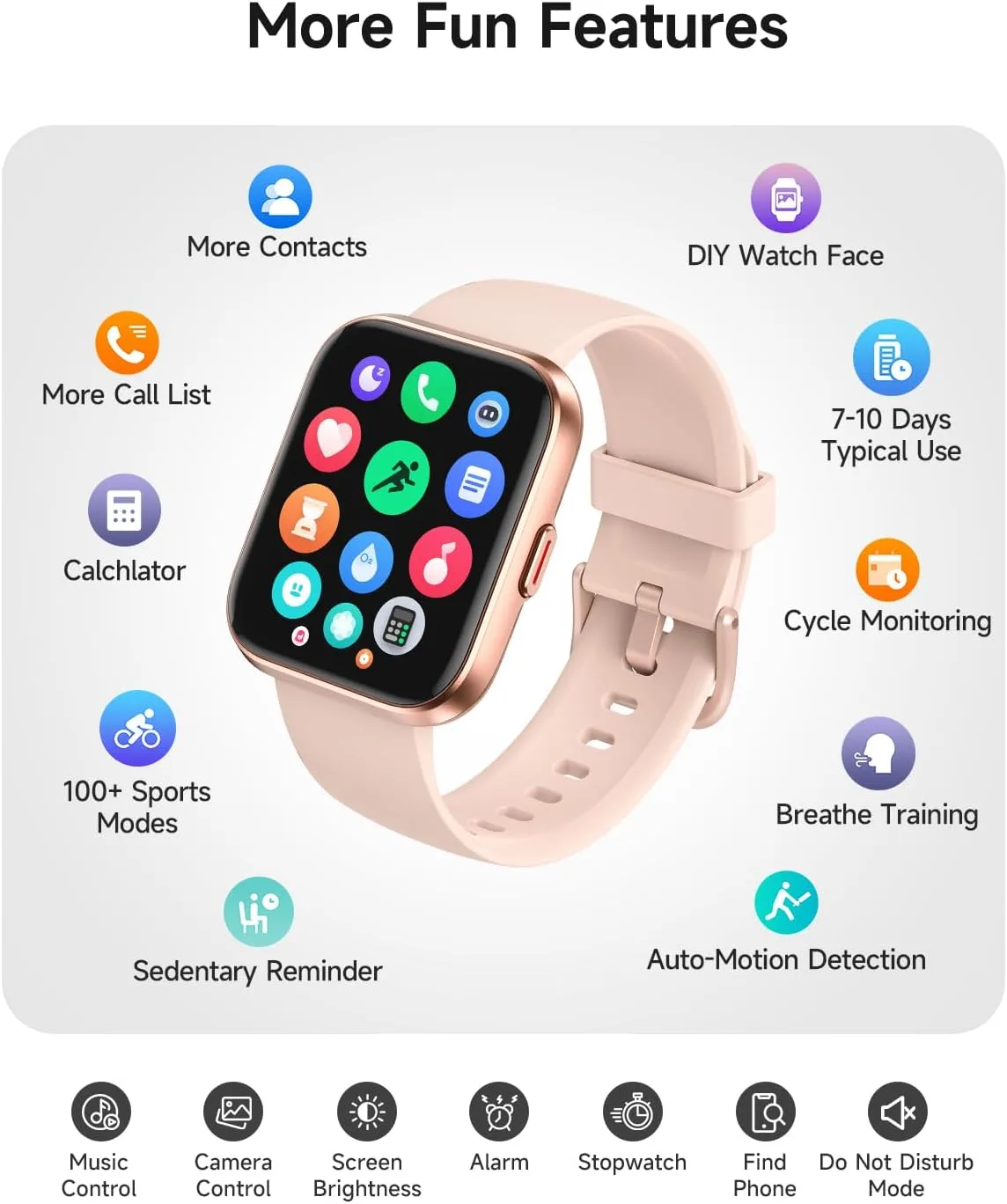 Woneligo Smart Watch for Women, Answer/Make Calls, Alexa Built-in, 1.85" Touch Screen Fitness Tracker for Android & iPhone, Heart Rate/Sleep/SpO2 Monitor Smartwatch, Waterproof (Rose Gold)