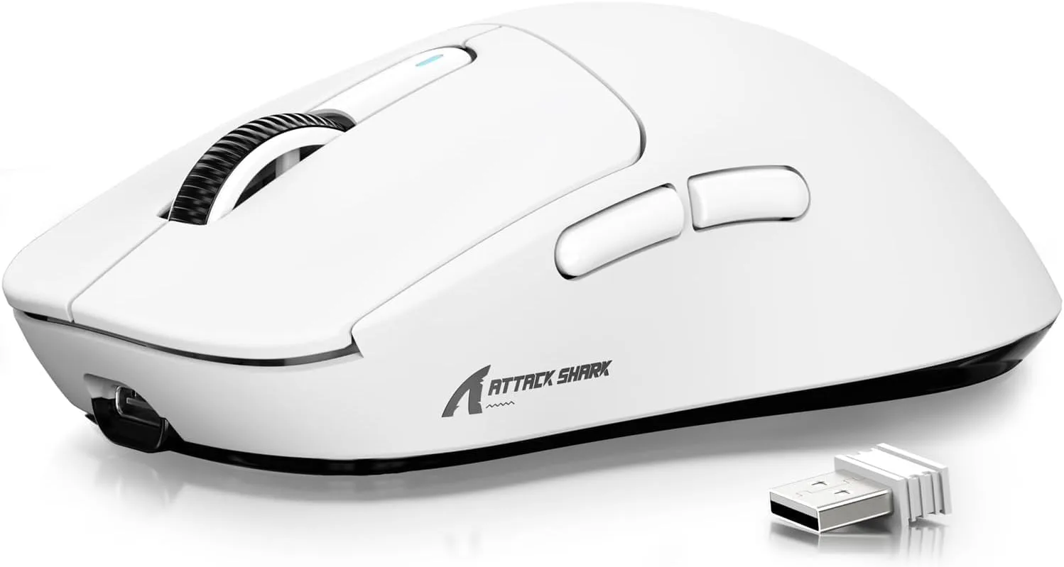 Mouse Gamer Manbasnake Attack Shark X3 49g Blanco