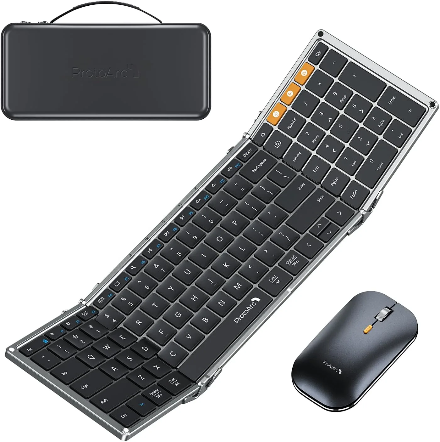 ProtoArc XKM01 Full-Size Foldable Keyboard Mouse Combo for Travel, Gray