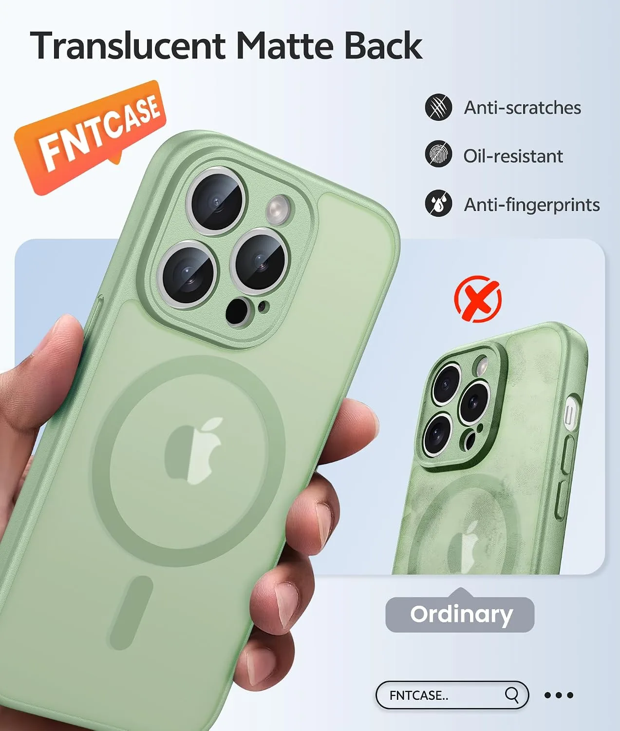 FNTCASE for iPhone 14 Pro Max Case, Fit for Magsafe, Light Moss
