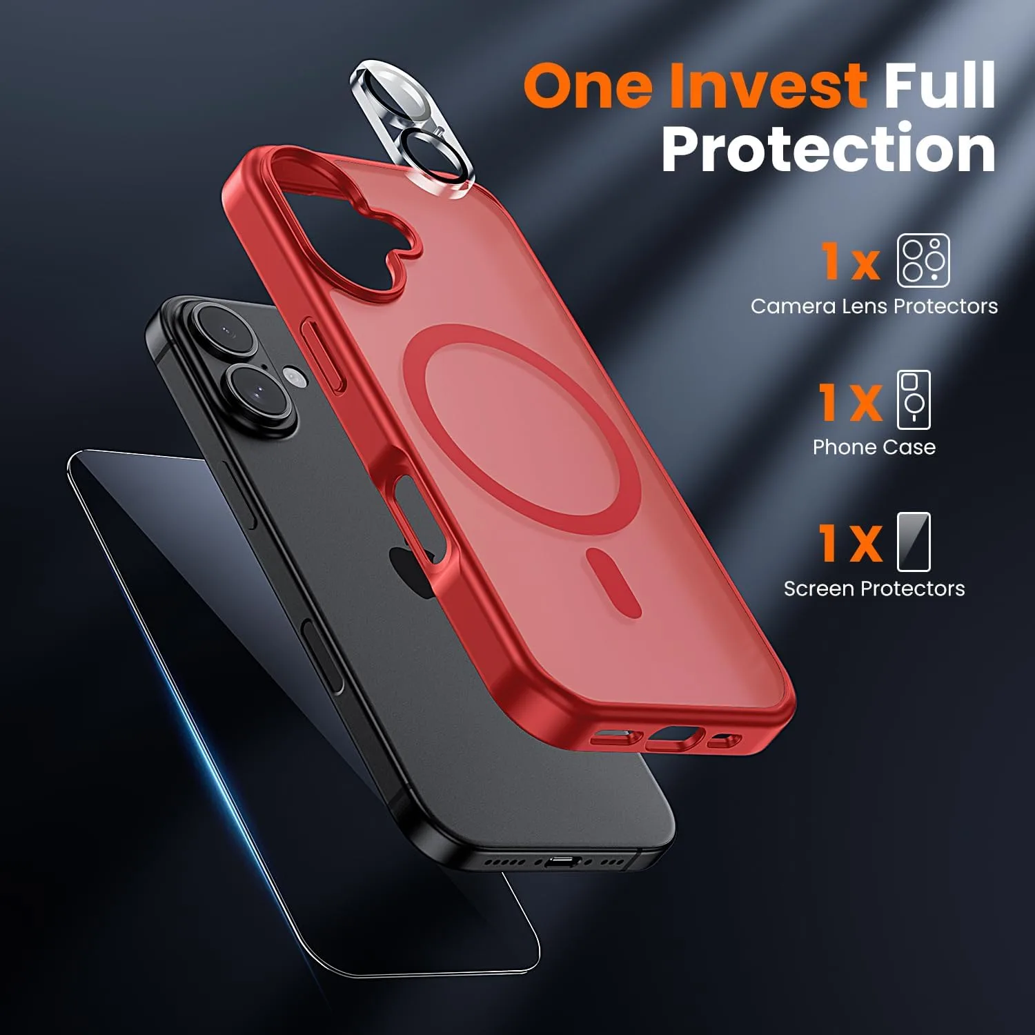 toushion 3 in 1 for iPhone 17 Case Matte Red
