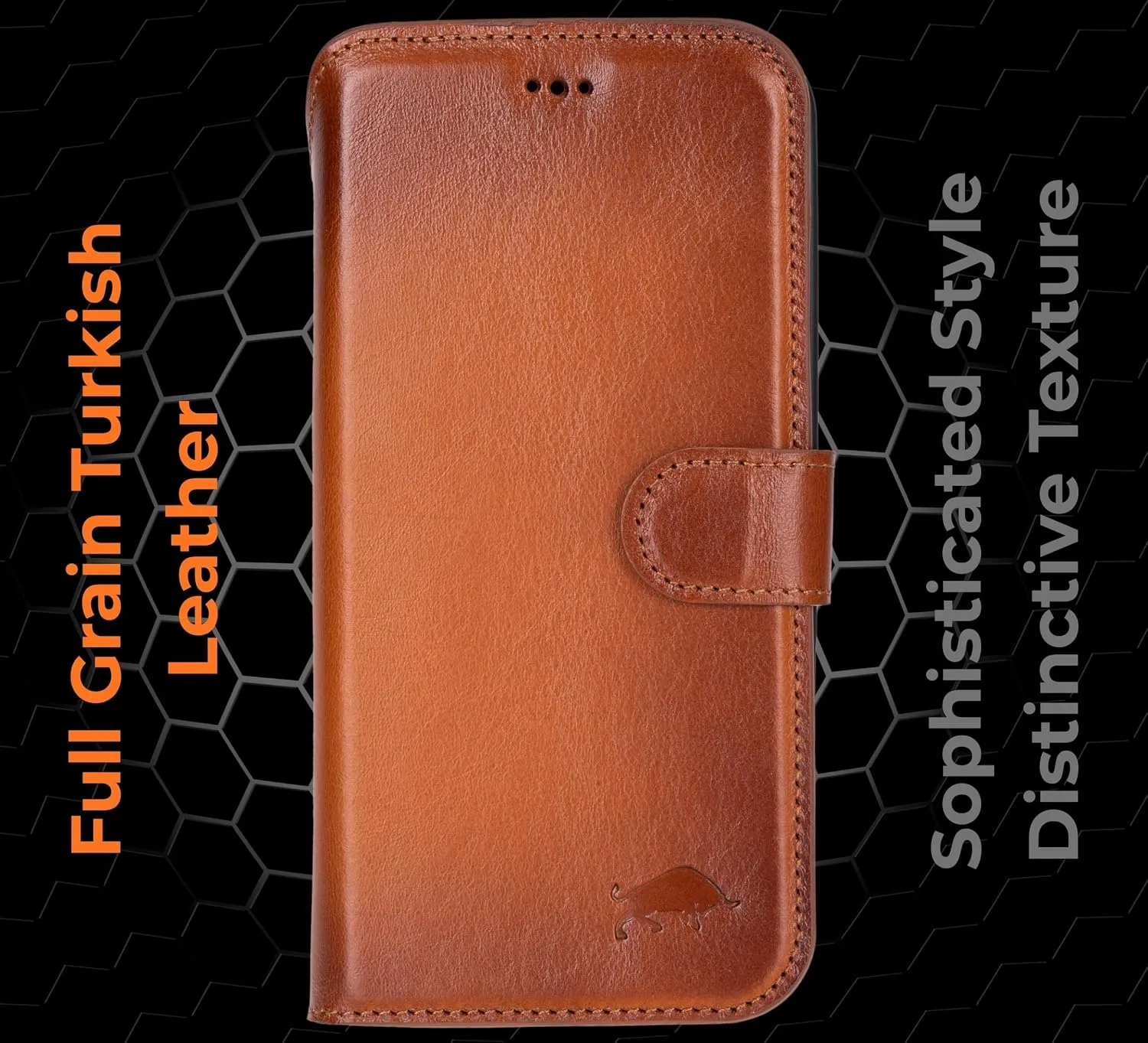 VENOULT Wallet Case for iPhone 16 Pro MAX, Full Grain Genuine Turkish Leather, Magnetic Detachable, RFID Protected 4 Card Slots, Business Style, Compatible with MagSafe, Handamde (Chestnut)
