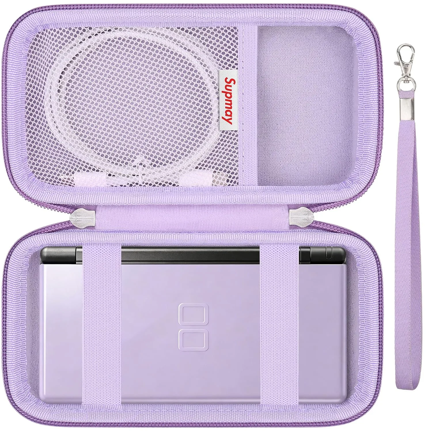Supmay Hard Carrying Case Compatible with Nintendo DS Lite NDSL, Gameboy Advance Games Storage Holder Travel Bag with Mesh Pocket for USB Charging Cable, Stylus, Earphones, Game Cartridge, Purple