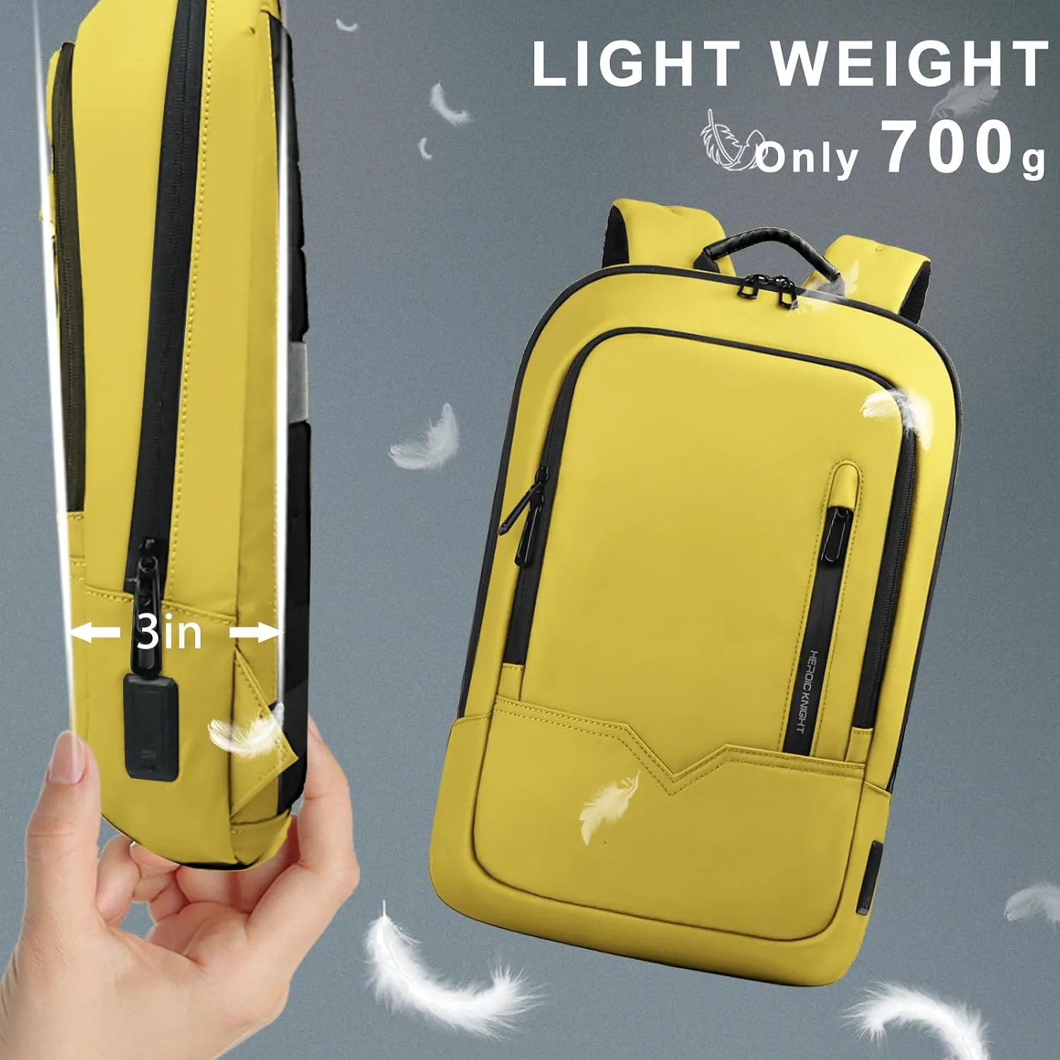 hk Backpack for Men, Business Slim Computer Bag for 15.6 Inch Laptop