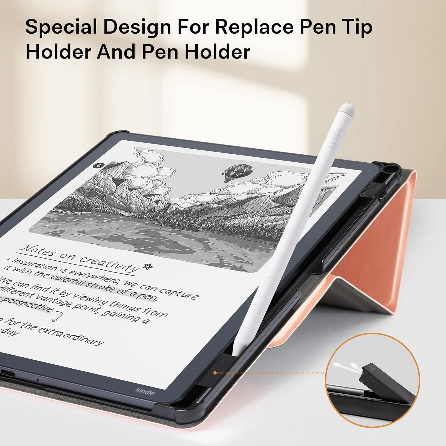CoBak Case for 11" Kindle Scribe 3rd Generation 2025, Kindle Scribe Colorsoft with Two Viewing Angles - All New PU Leather Cover with Auto Sleep Wake, Pen Holder. Sheep Pink
