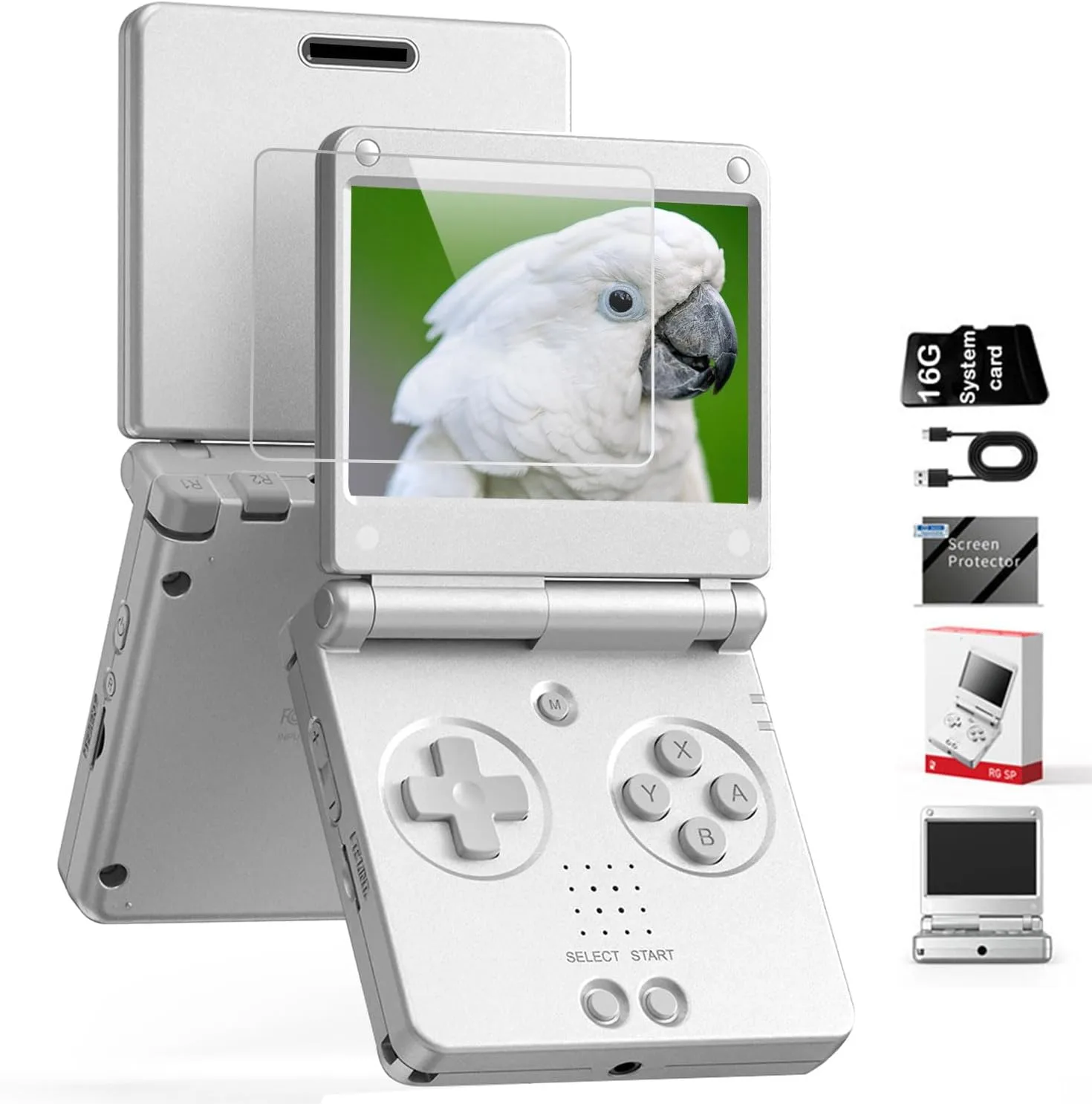 RG SP Flip Retro Handheld Game Console Linux RGSP Portable Game Console with 3.4'' IPS Screen RG SP Supports HDMI Wi-Fi 3300mAh NO Preloaded Games 16GB