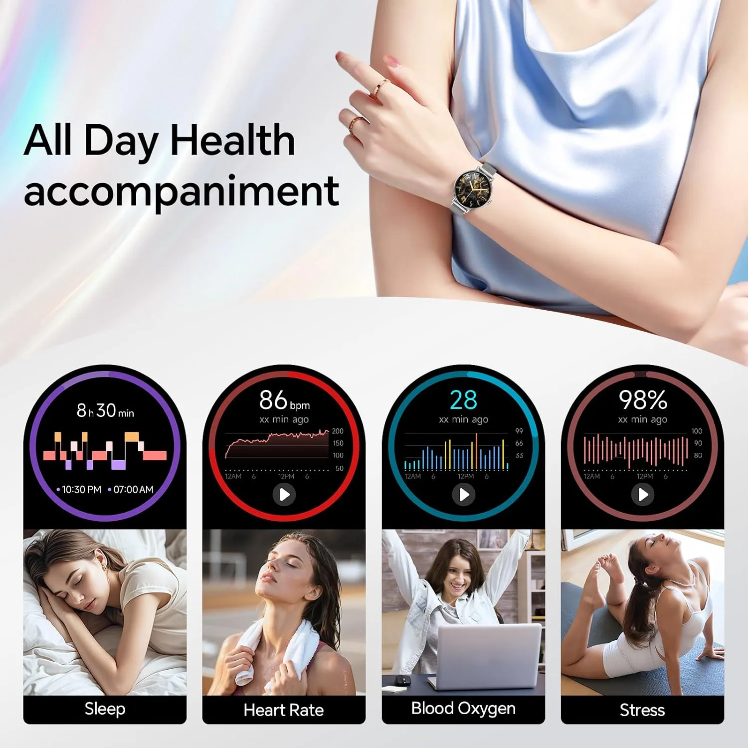 Yoever Smart Watch for Men Women,1.57" Touchscreen,Round Fitness Trackers