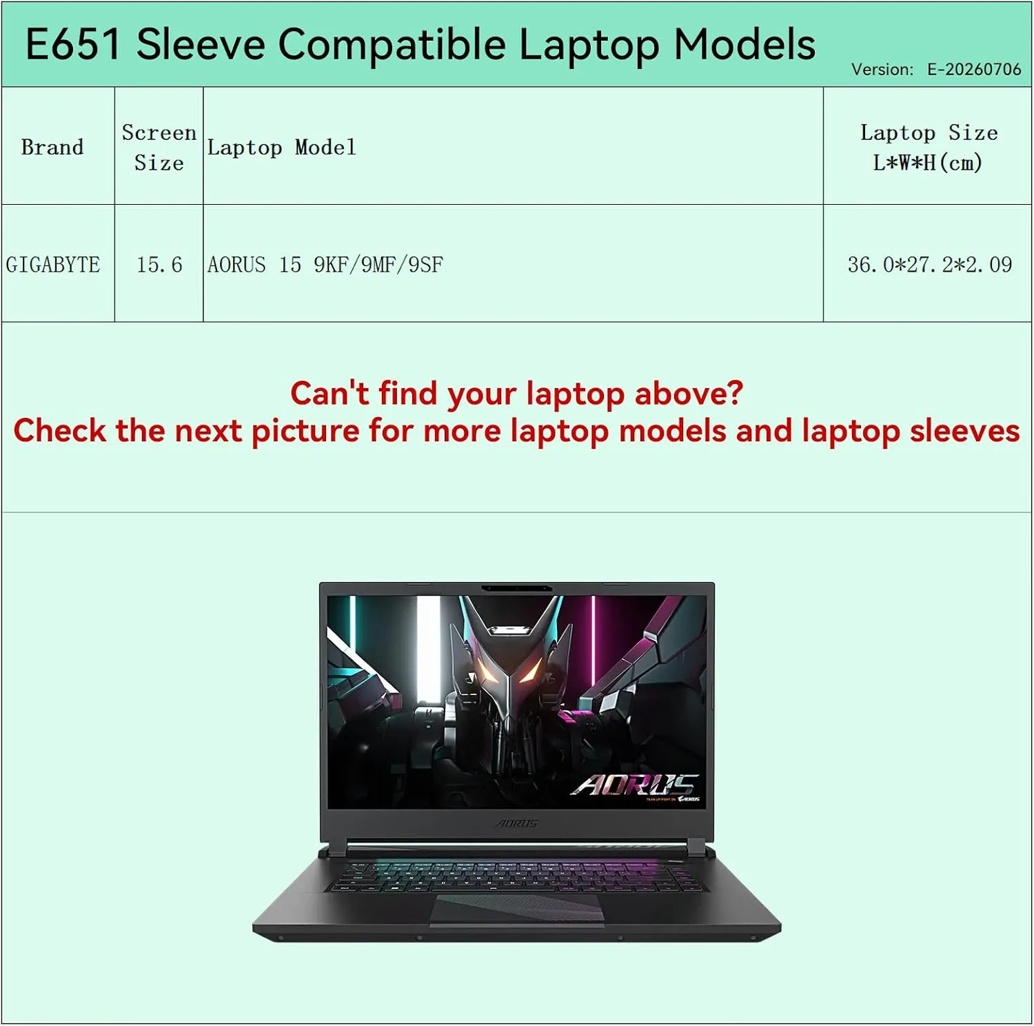 Smatree Elite Laptop Sleeve for 15.6 inch GIGABYTE AORUS 15 9KF/9MF/9SF