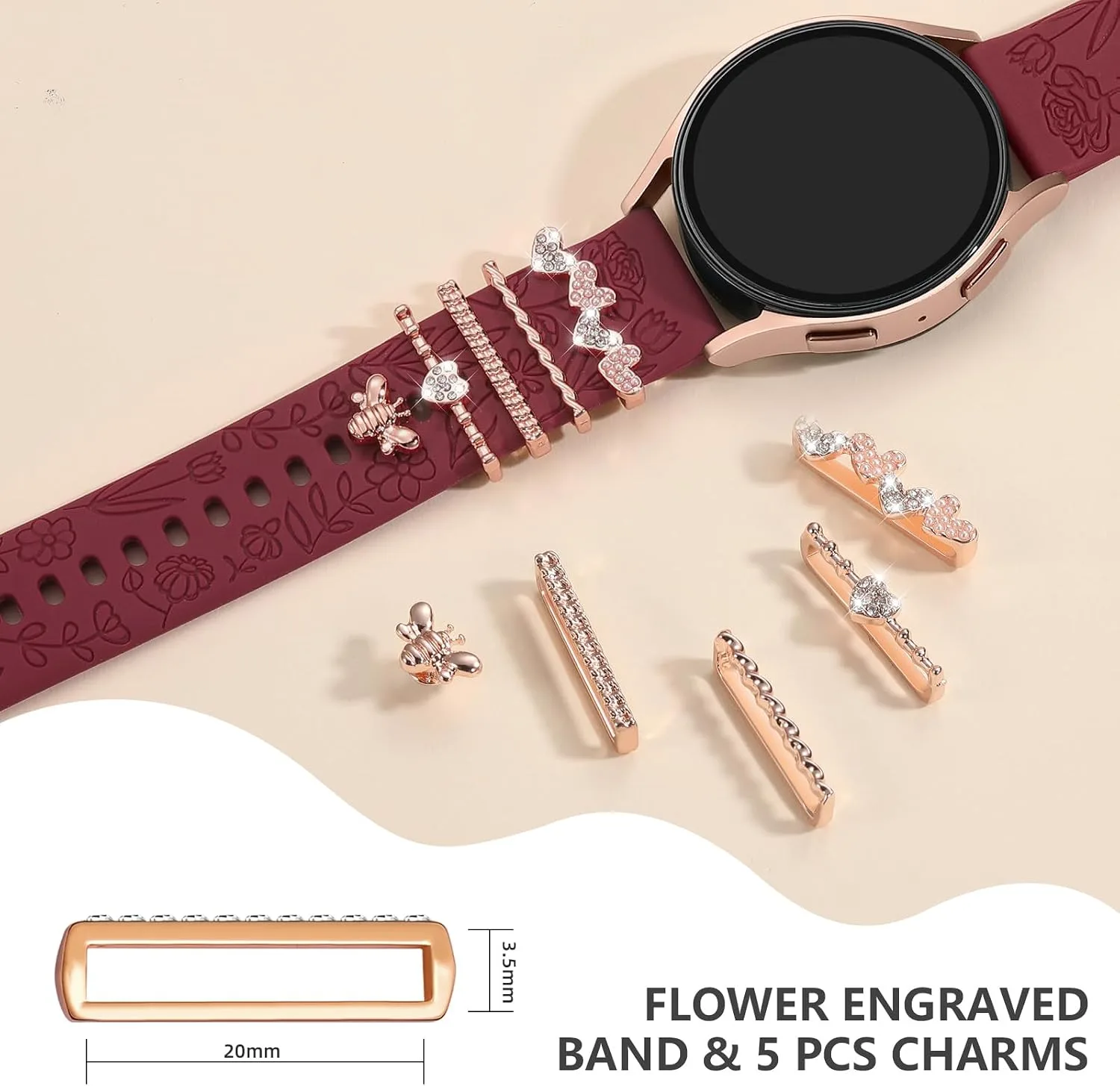 DaQin Flower Engraved Band Compatible with Samsung Galaxy Watch 7 Bands