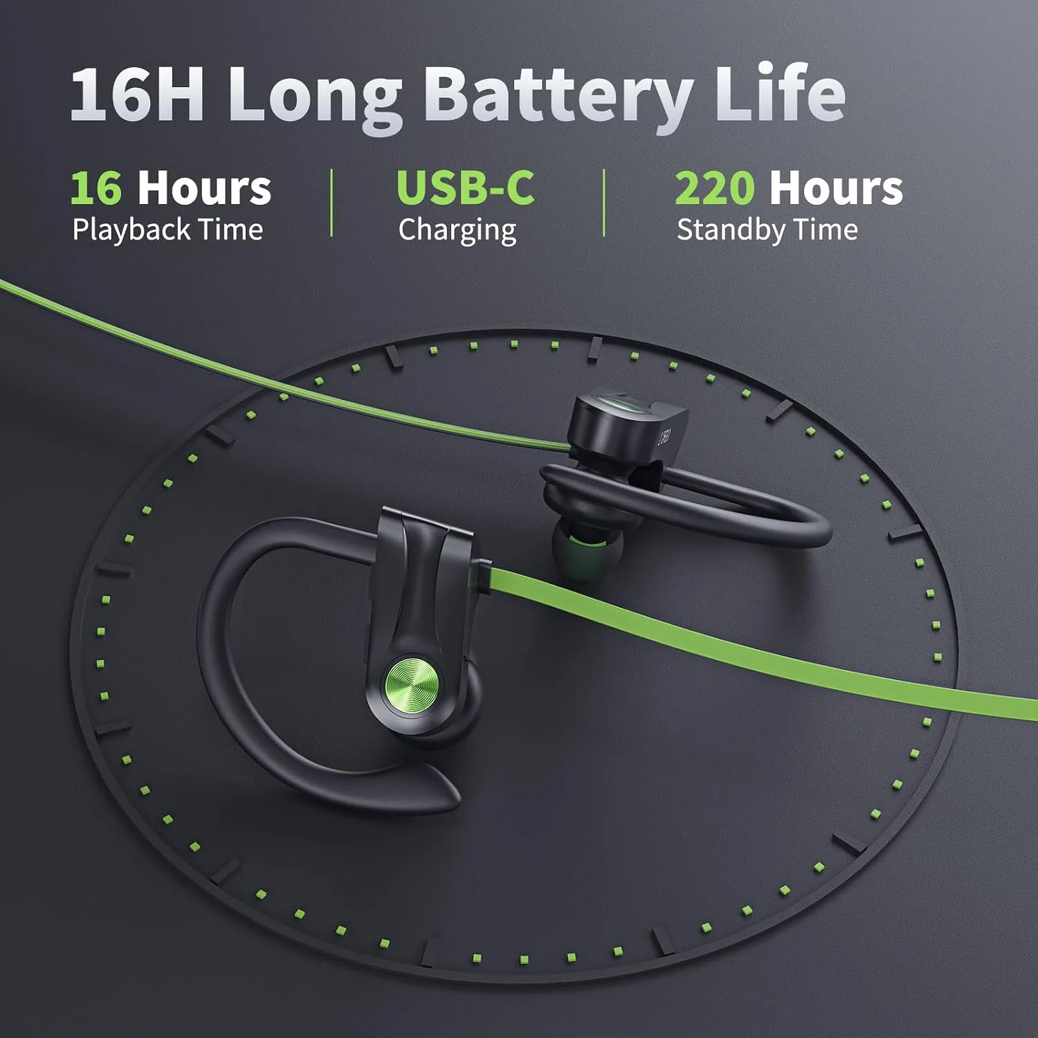 JOYWISE Bluetooth Headphones, Wireless Earbuds with 16 Hrs Playtime for Gym