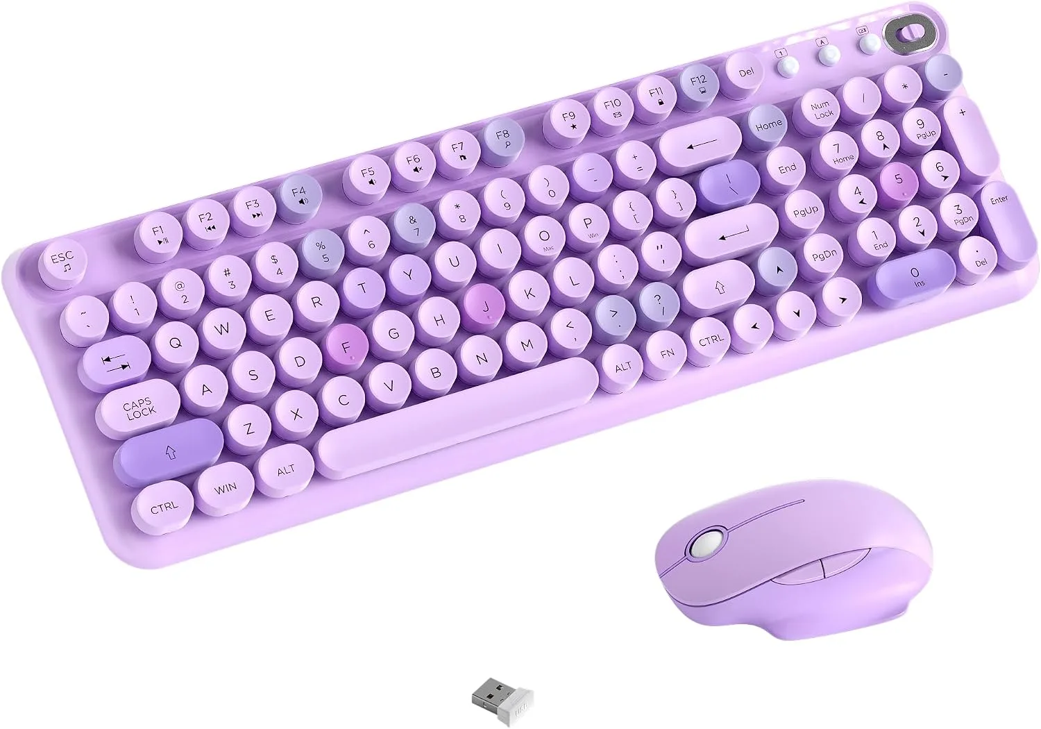 Colorful Wireless Keyboard and Mouse Combo (Purple Colorful)