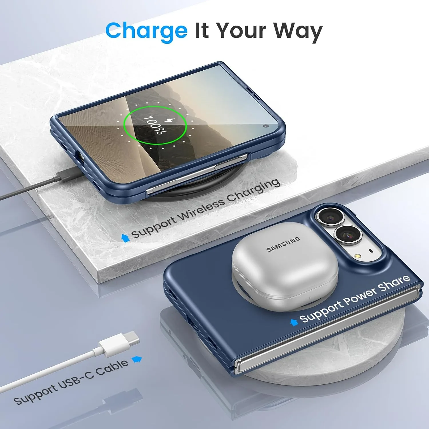 Ruky for iPhone Duo Slim Case, with Screen Protector, Blue