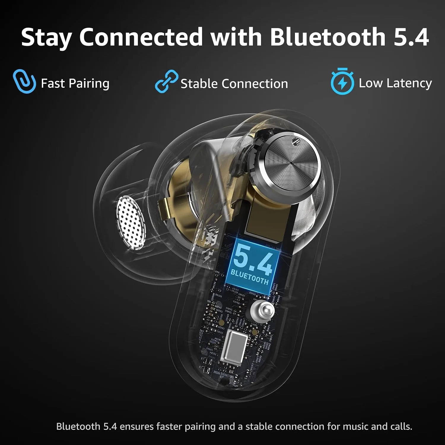 TOZO Crystal Pods Hybrid Active Noise Cancelling Wireless Earbuds, Blue