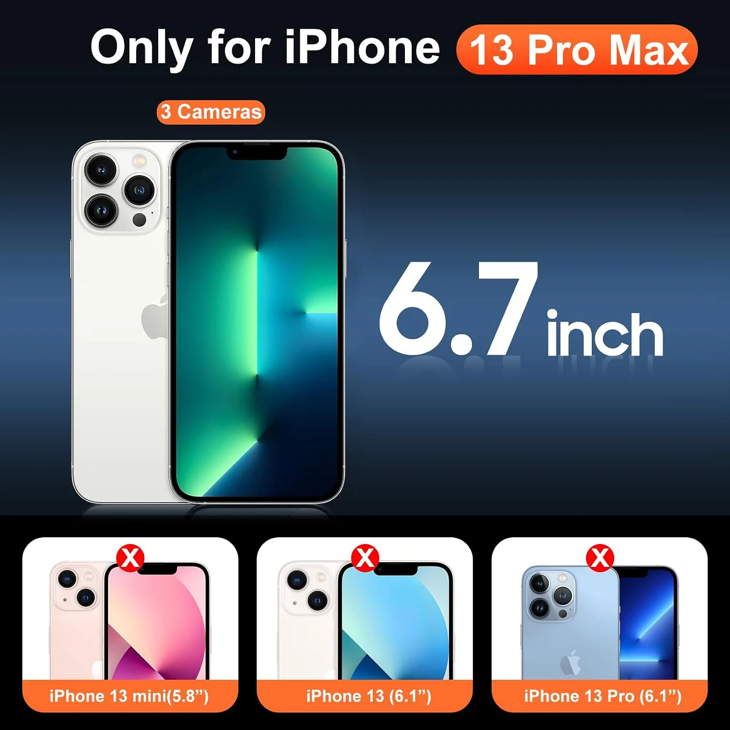 Temdan for iPhone 13 Pro Max Case with Screen Protector Clear