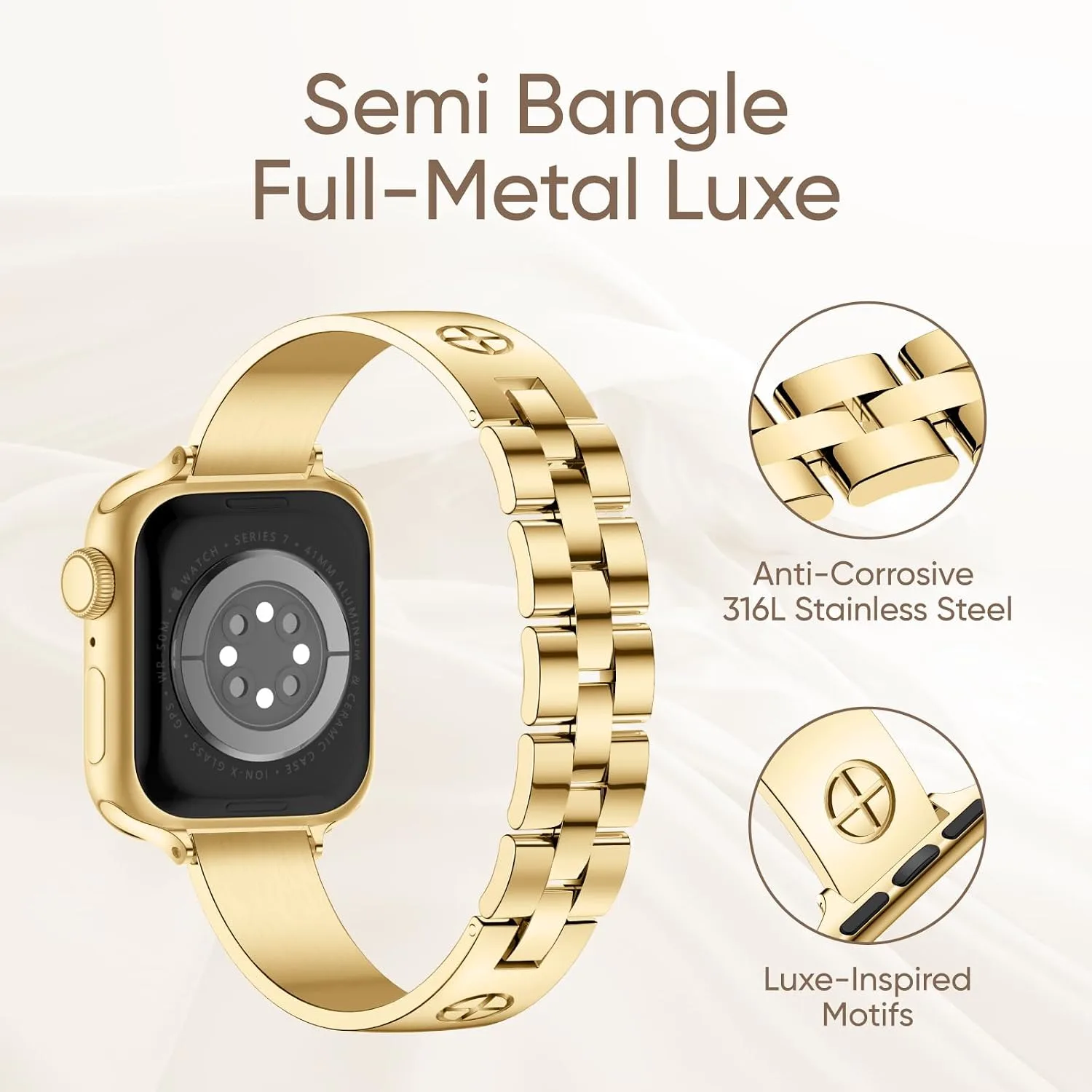 Missair Compatible with Apple Watch Band 38mm 40mm 41mm 42mm 44mm 45mm 46mm 49mm, Stainless Steel Metal Strap Women Dressy Bracelet Wristband for iWatch Series 11 10 9 8 7 6 5 4 3 2 1 SE Ultra