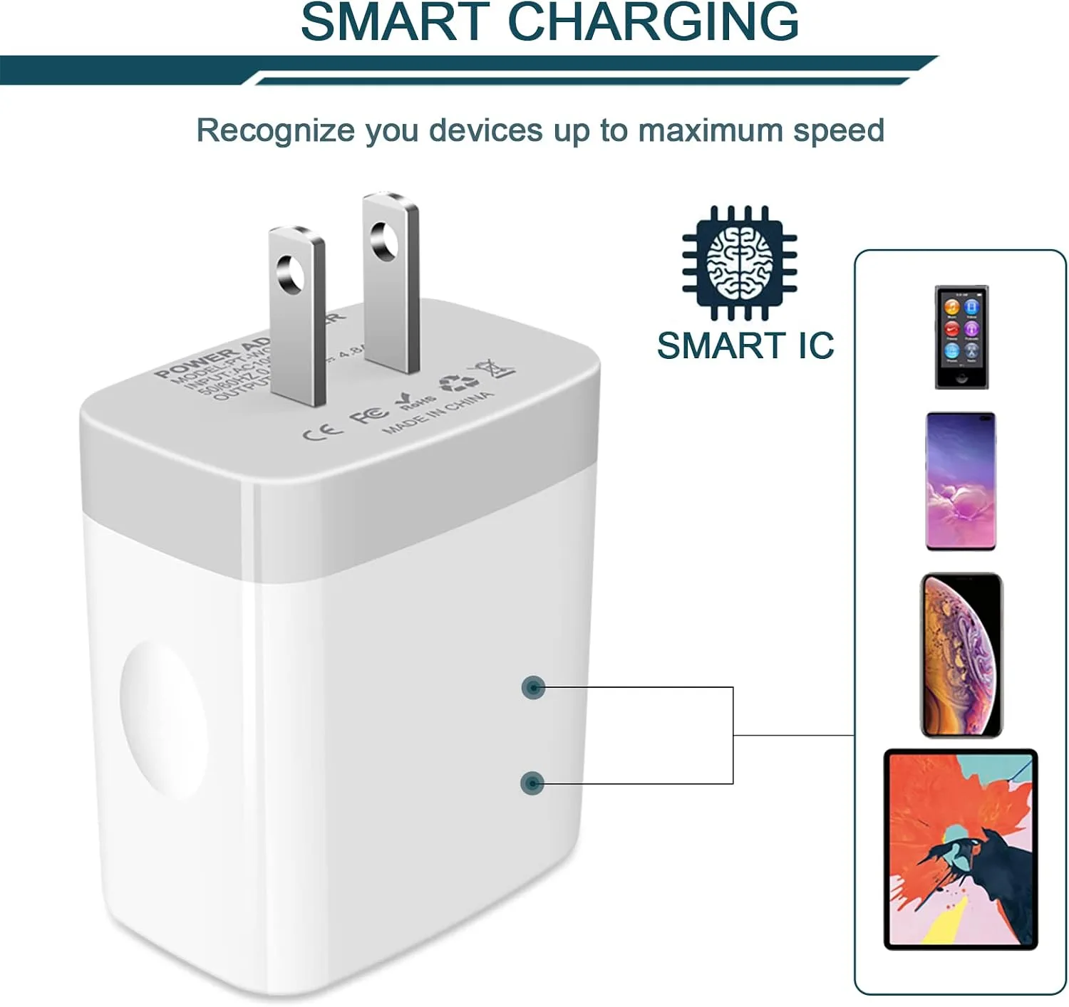 USB Charger Cube, Wall Charger Plug, AILKIN 4.8A 4-Muti Port USB Adapter