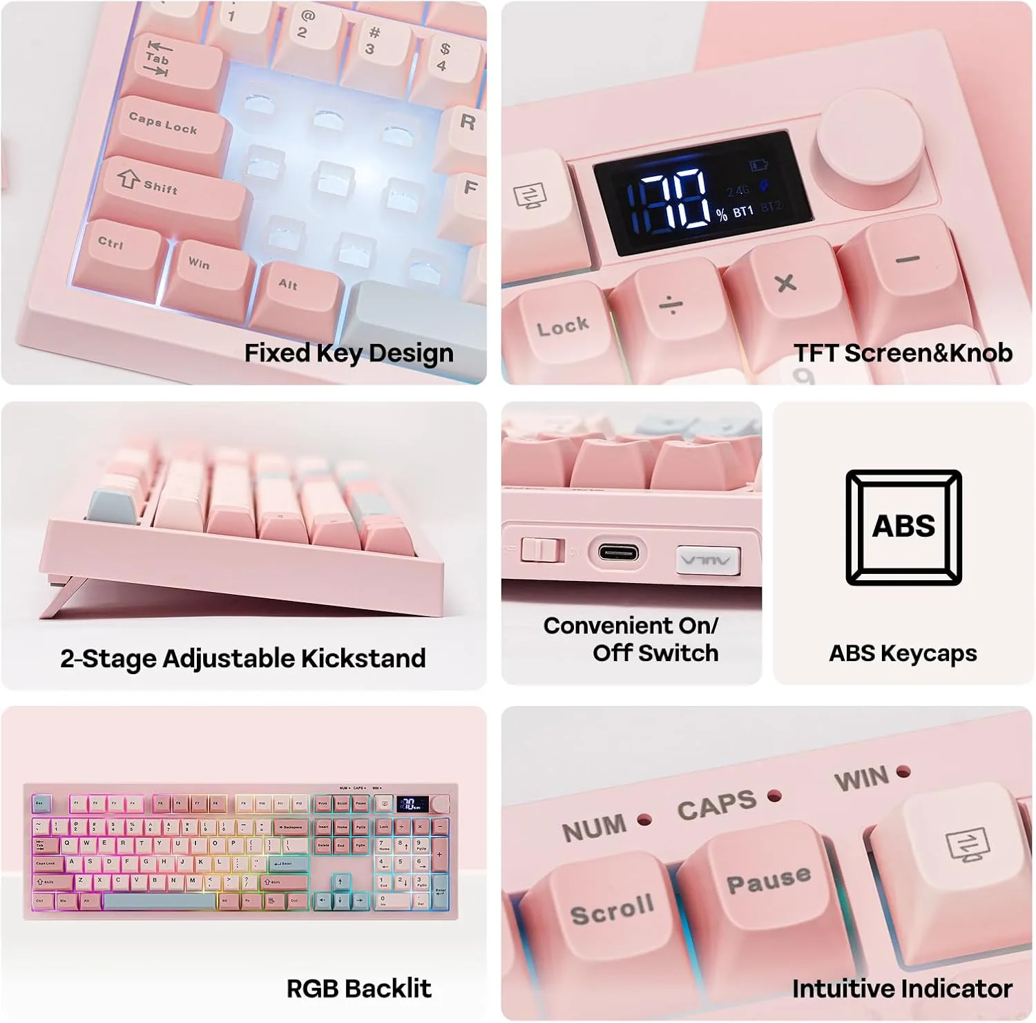 EPOMAKER Aula S102 PRO Membrane Gaming Keyboard w/TFT Screen & Volume Knob