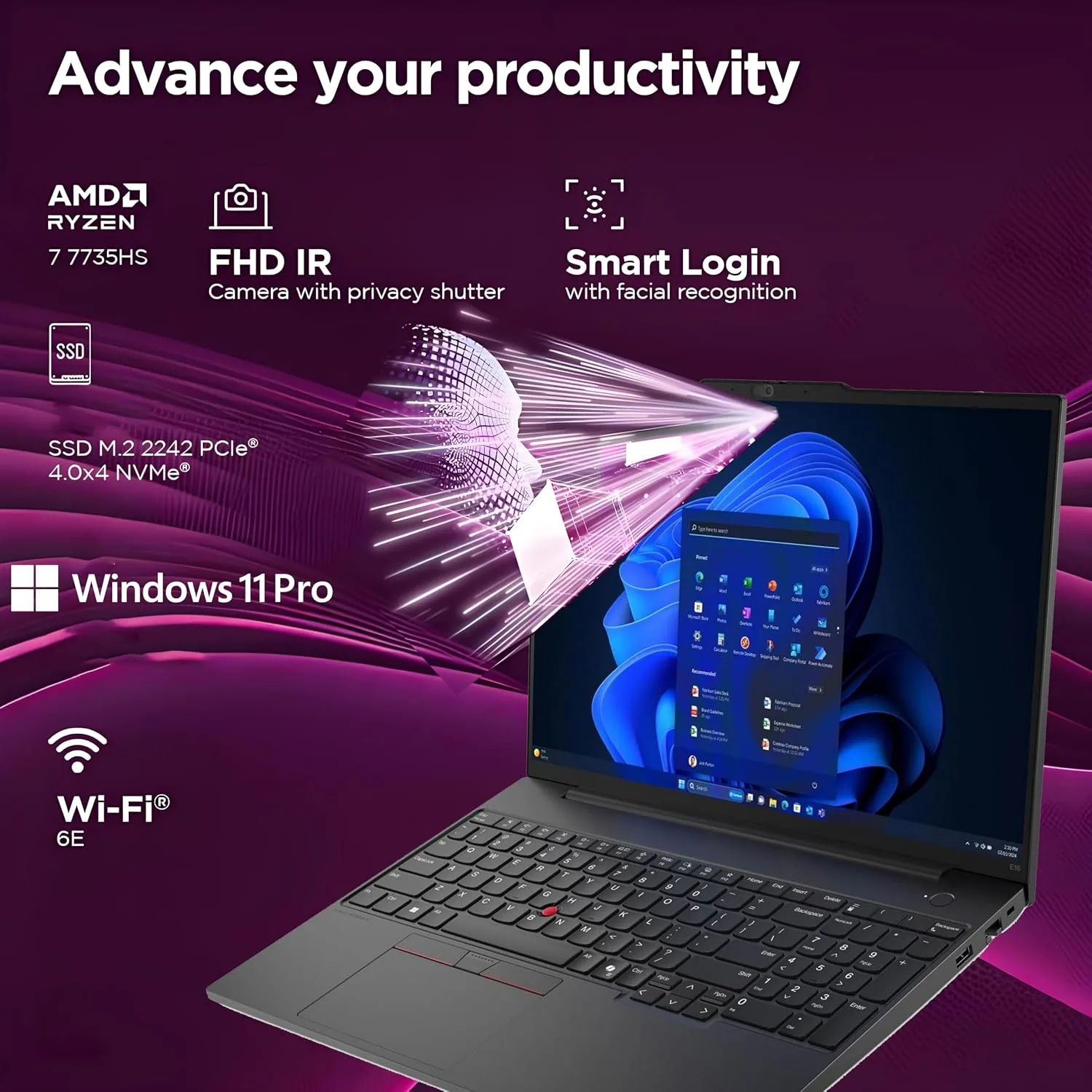 Lenovo ThinkPad E16 AMD Ryzen 7 7735HS 16GB DDR5 1TB SSD + 500GB HDD Laptop