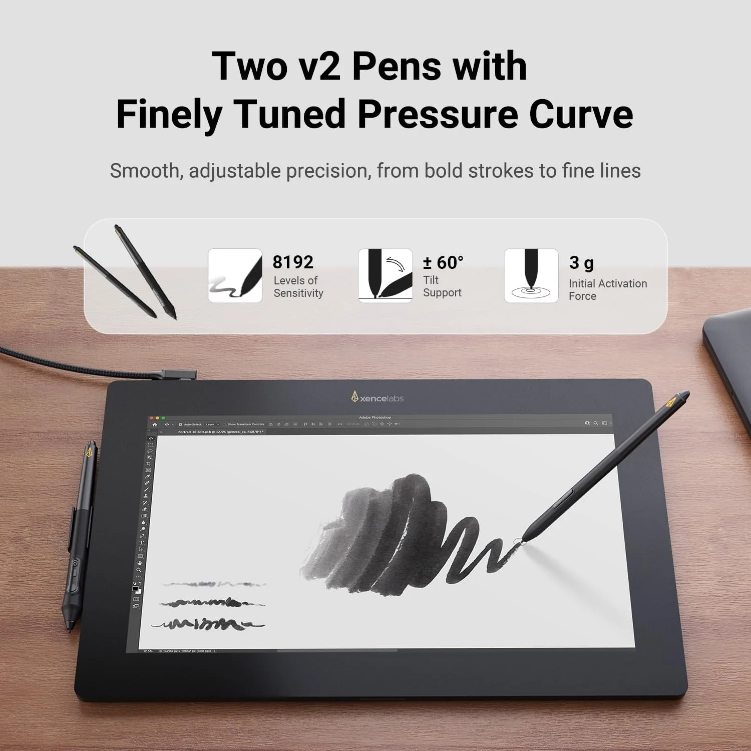 XENCELABS Pen Display 16 Lite, 16'' 4K OLED Drawing Tablet with Screen, Portable Graphic Drawing Display with 2 Battery-Free Pens for Windows/macOS/Linux