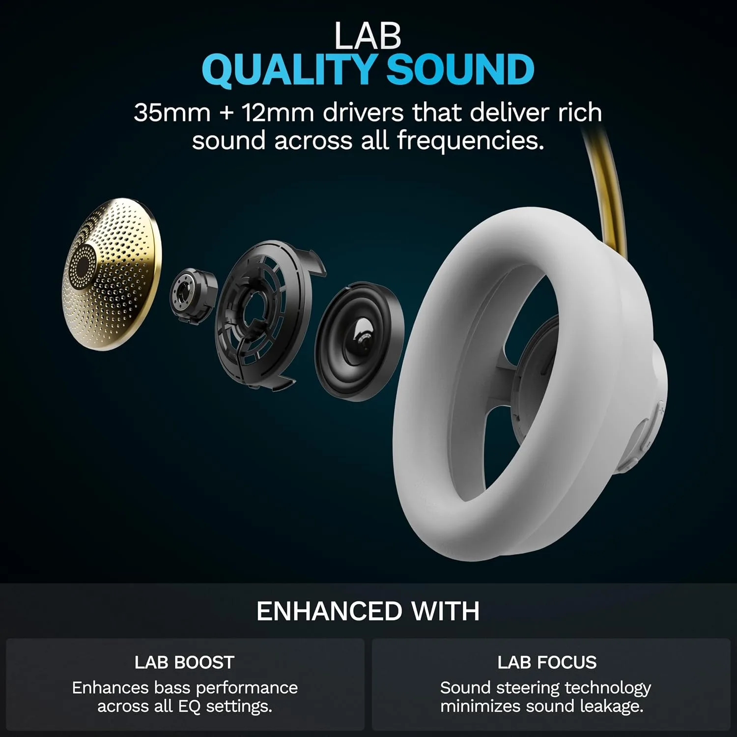 JLab JBuds Open Wireless Headphones – Open-Ear, Comfortable All-Day Fit, 24+ Hour Playtime, Immersive Sound, Bluetooth Headphones with App Control, White