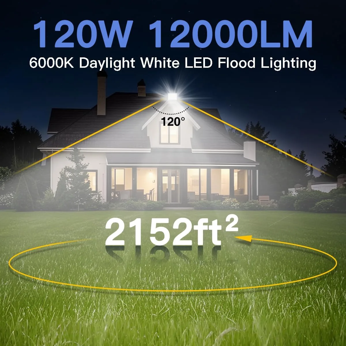 Ceena 2 Pack 120W Plug in LED Flood Light Outdoor, 12000lm Super Bright Floodlight with 5.9FT Wire, IP66 Waterproof 6000K LED Work Light for Backyard, Workshop, Basketball Court