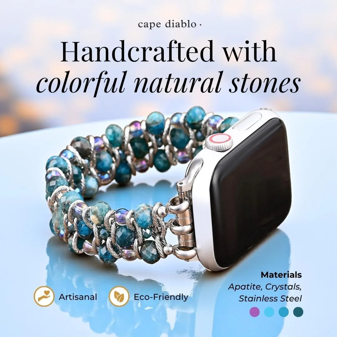 Cape Diablo Smart Watch Band for Women - Handmade Gemstone Strap - Compatible with 38mm-45mm Apple Faces