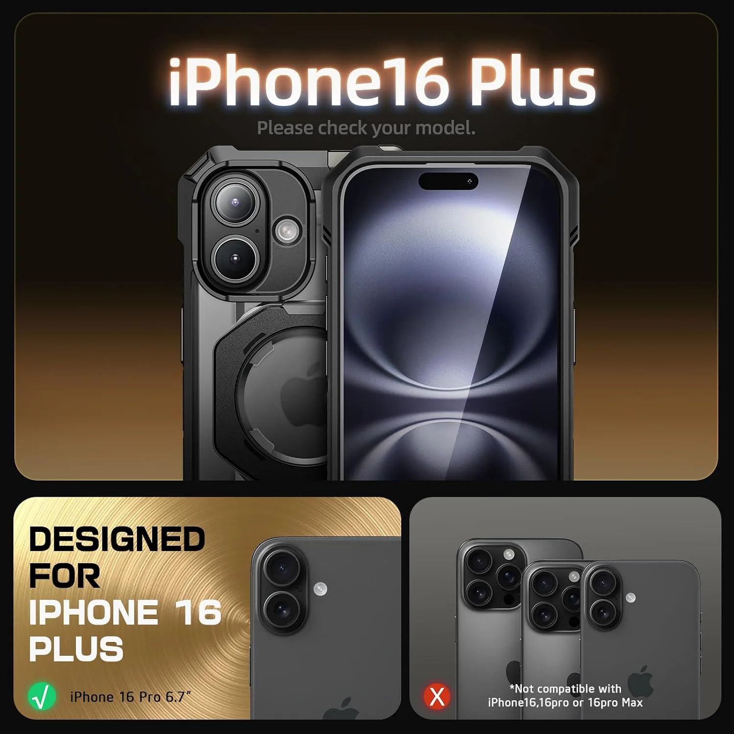 SUPCASE for iPhone 16 Plus Case with Camera Control Capture Button, Black