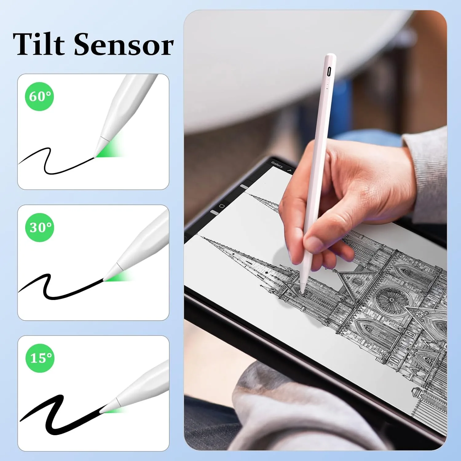 Stylus Pen for iPad W/Palm Rejection Tilt Sensor,13Mins Fully Charged,MEKO Active Apple Pencil Compatible W/iPad 6/7/8/9/10,Pro12.9/11"/M4,Air3/4/5/6,mini5/6(White/Black)