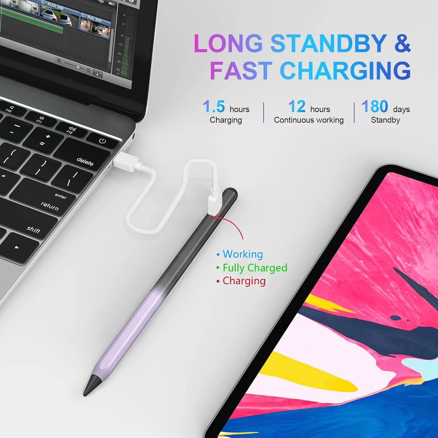COO Stylus Pen for iPad Pro Air Mini 2018-2024, Palm Rejection Fast Charge