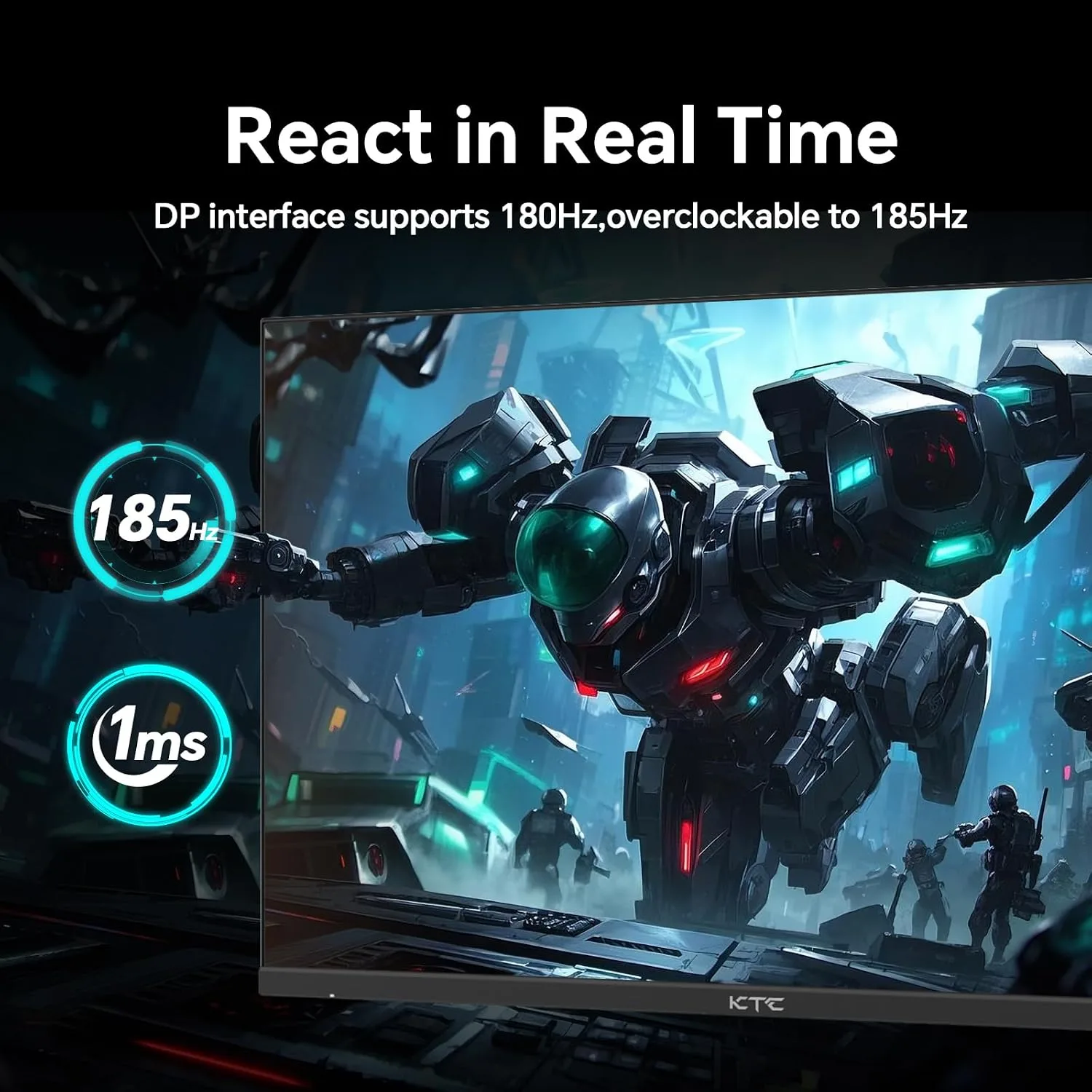 KTC 24 inch QHD 180Hz Gaming Monitor, Fast IPS 1440p, H24T7