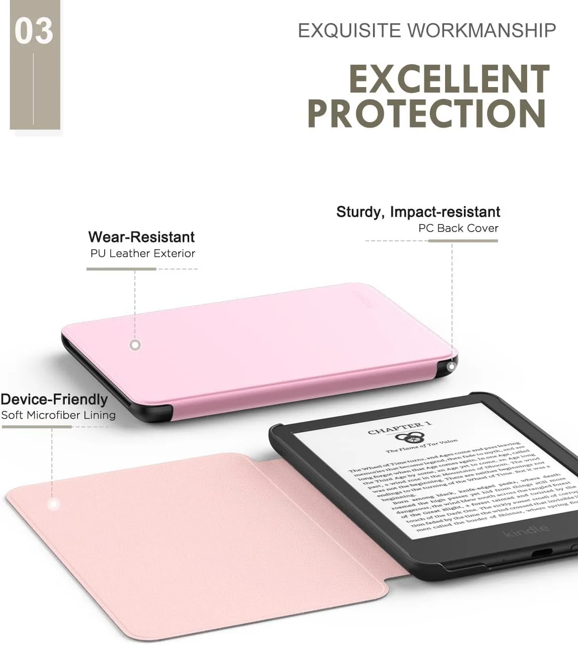 MoKo Case for 6" Amazon Kindle Basic 11th Gen 2024/2022, Nosegay Pink