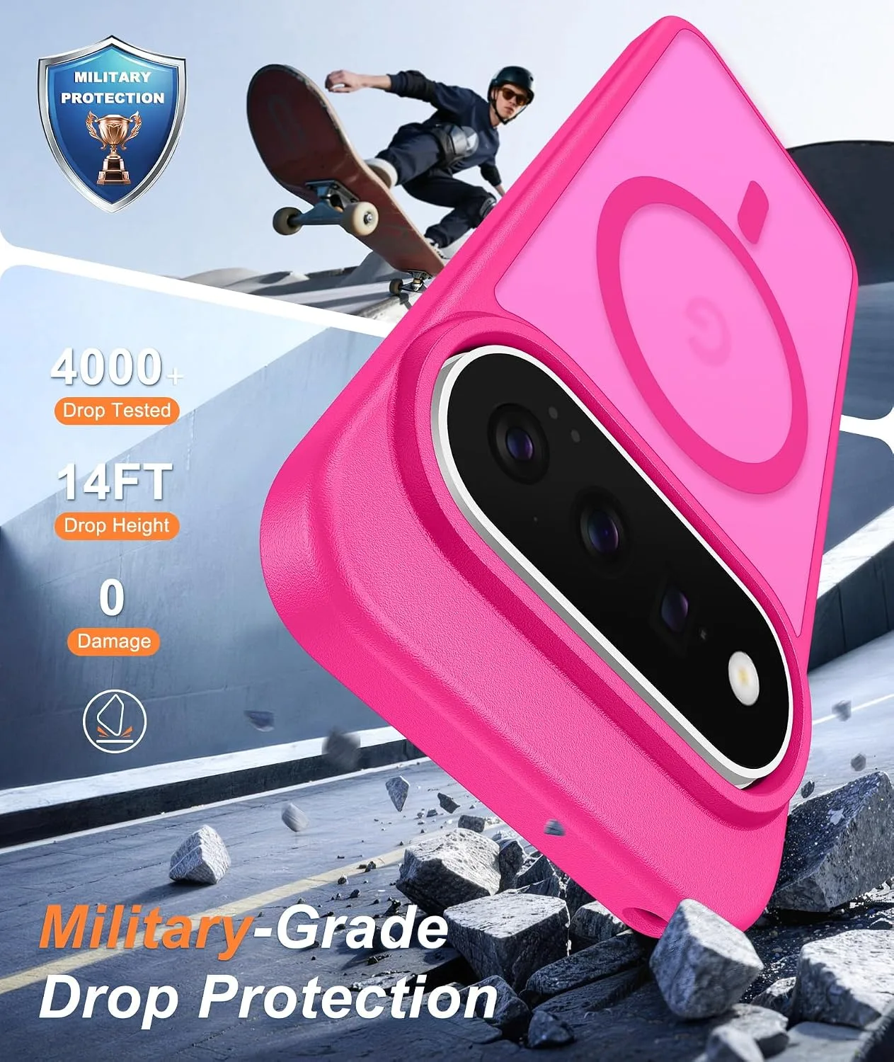 FNTCASE for Google Pixel 11 Pro XL Case Fit for MagSafe Hot Pink