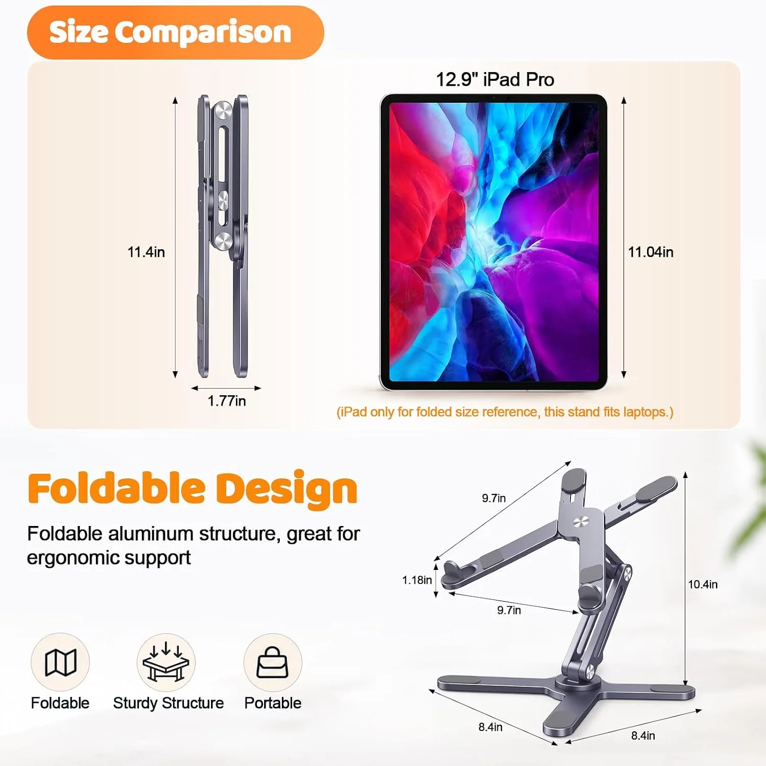 MOALLIA N86 360 Rotating Laptop Stand for Desk with Locking Knobs, Grey