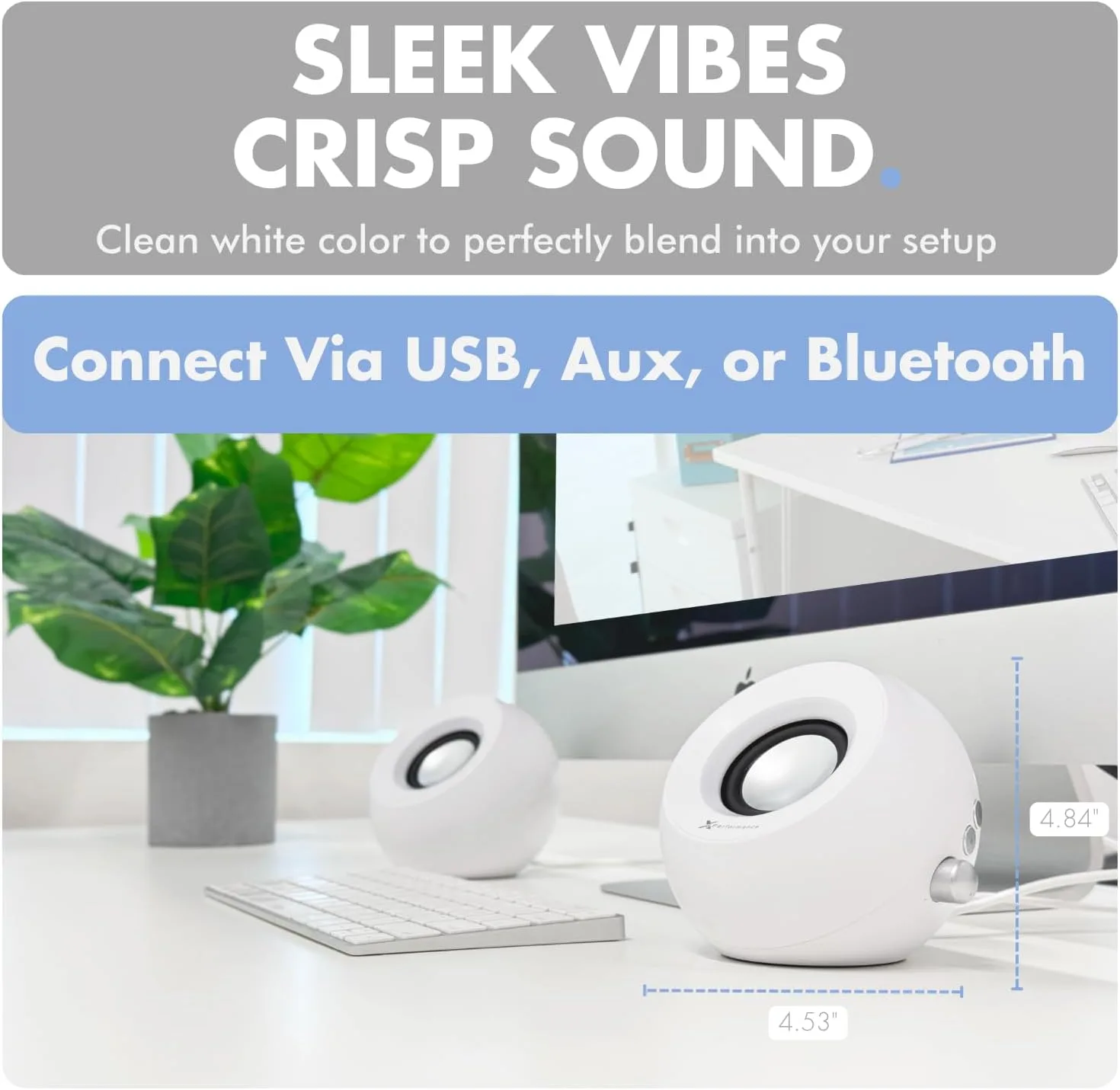 X9 Performance White Computer Speakers with RGB Lighting, Bluetooth, USB, and AUX - Triple Mode Connection, Dual 2.25" Drivers for Work and Play, Bluetooth Desktop Speakers for PC, Monitor - White