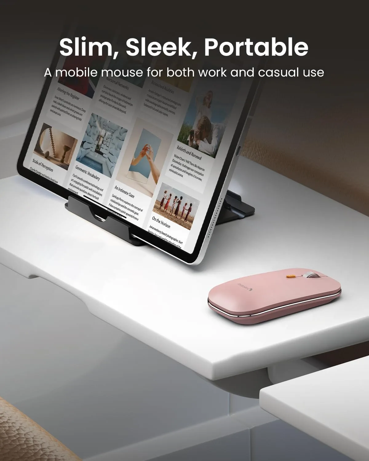 ProtoArc XKM01 Full-Size Foldable Keyboard Mouse Combo for Travel, Pink
