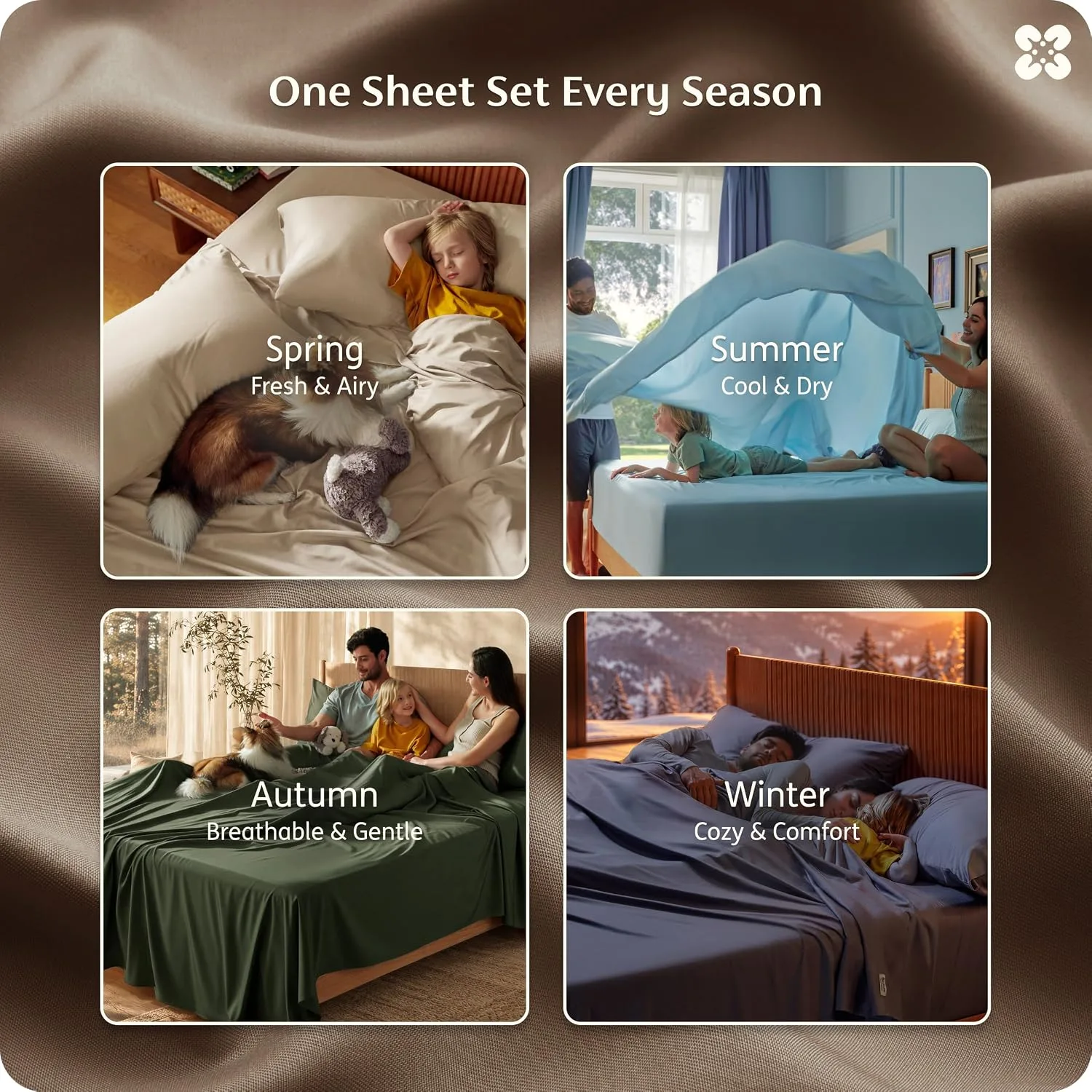Bedsure PureWoven 100% Rayon Derived from Bamboo, Full Size Sheets, 4 PCS