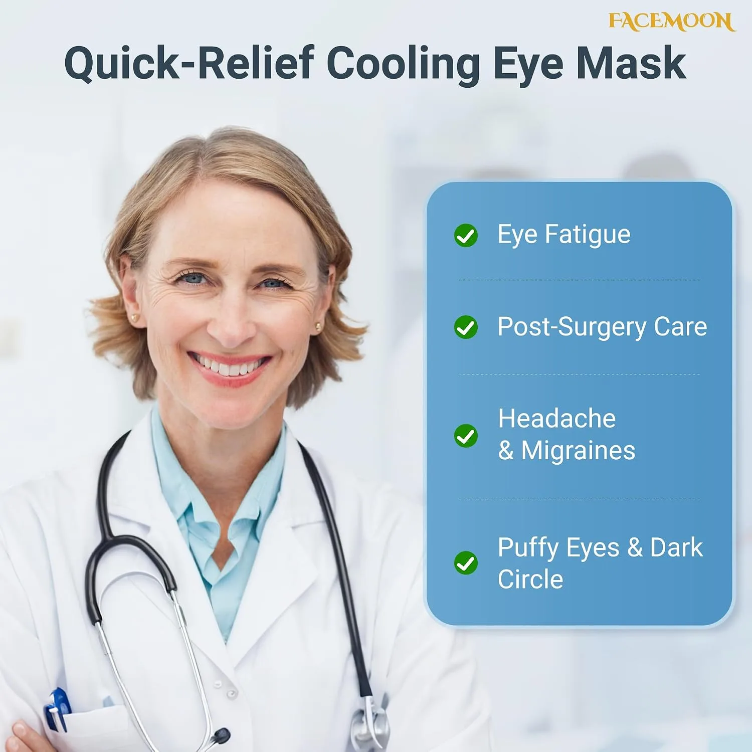 Cold Eye Mask - Cooling Eye Mask for Puffy Eyes, Cold Compress for Dark Circles, Tired Eyes, Headache, Migraines Relief - Reusable Gel Ice Pack, Weighted Sleep Mask((Black,Blue)