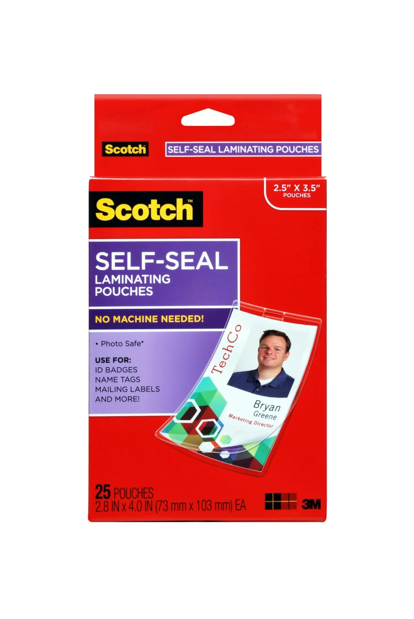 Micas para plastificar Scotch autoadhesivas 2.25 x 3.5 pulgadas pack 25