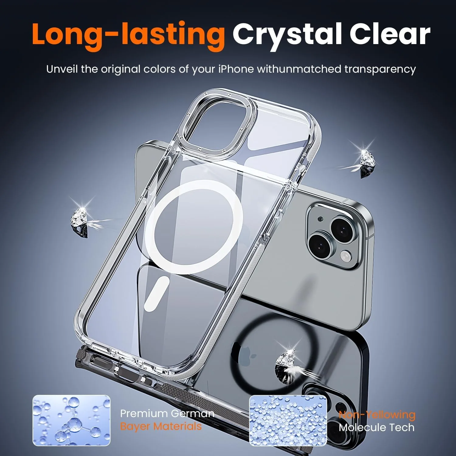 toushion 3 in 1 for iPhone 15 Plus Case Clear Bumper