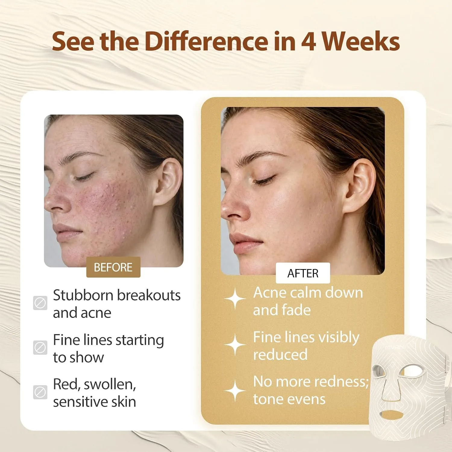 Red Light Therapy for Face, 8 Modes Red Light Mask with 850nm NIR