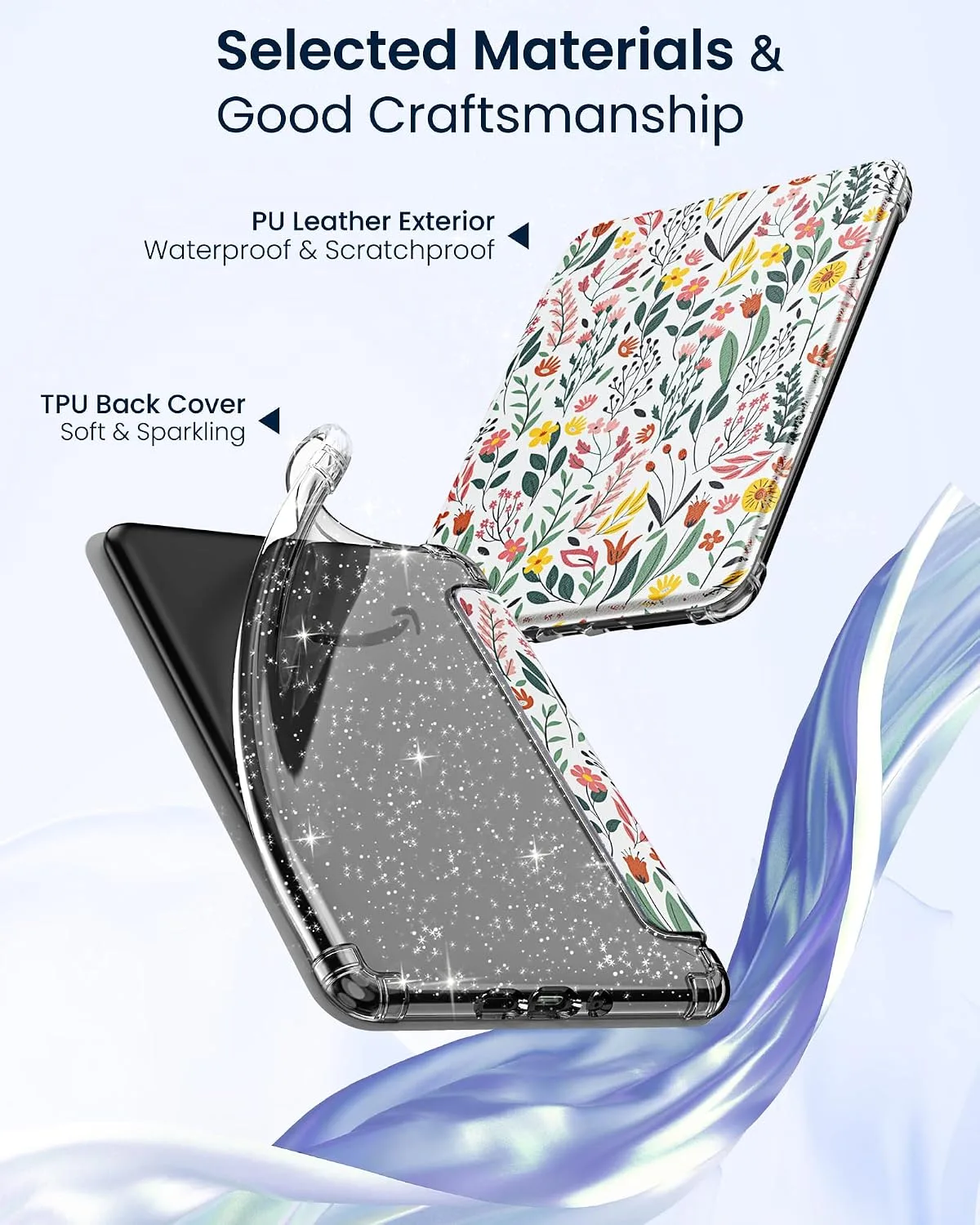 MoKo Case for 7" Kindle Paperwhite 12th Gen & Colorsoft 2024, Flowers