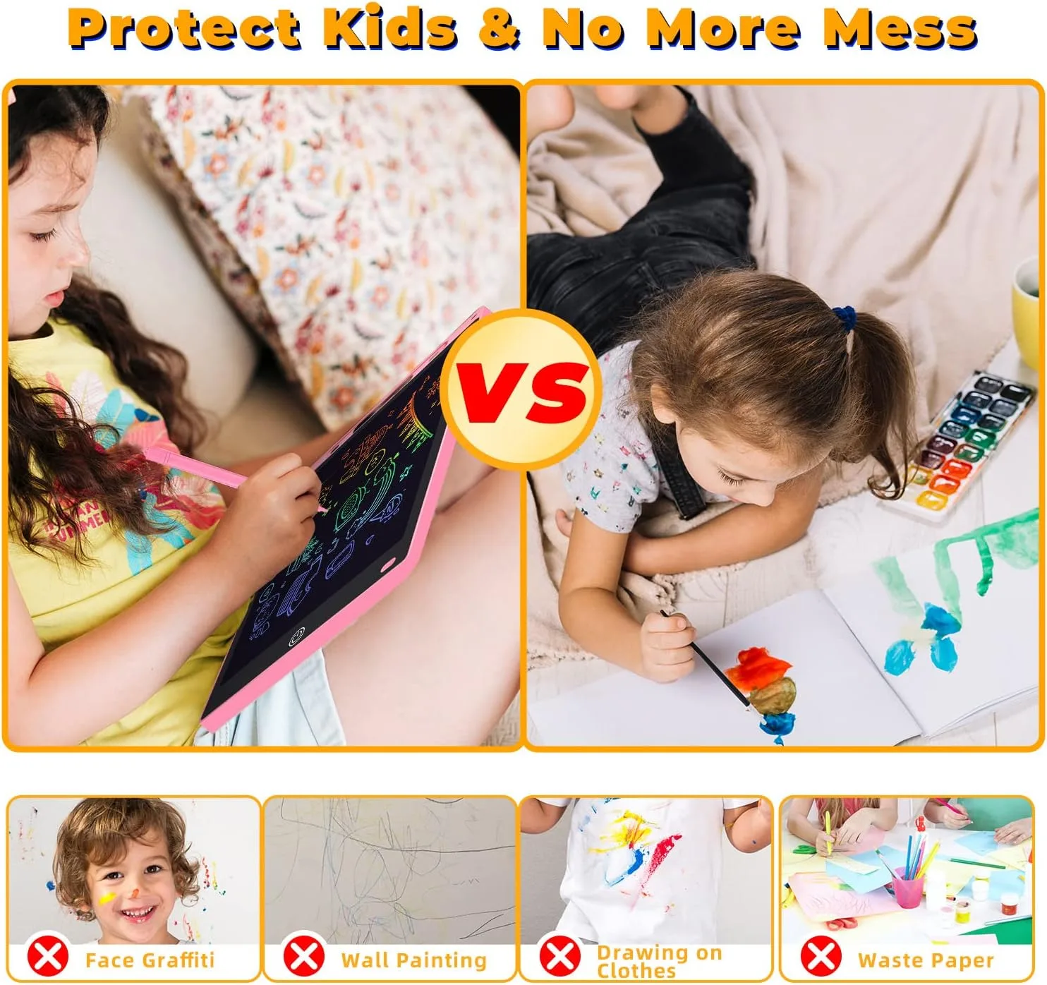 12 Inch LCD Writing Tablet for Kids, 2 Packs Mess Free Coloring for Toddlers Doodle Board Erasable Drawing Pads Birthday Christmas New Year Gift for 3 4 5 6 7 8 Years Old Boys Girls