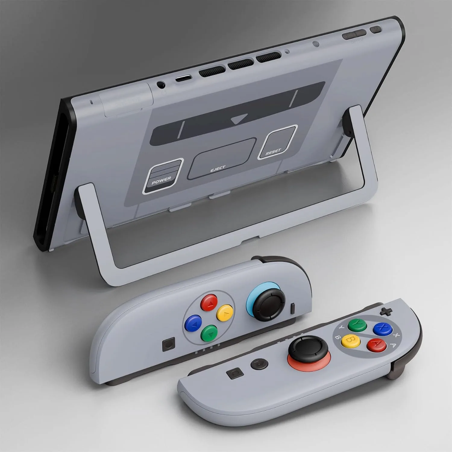 eXtremeRate DIY Replacement Shell Buttons for Nintendo Switch 2, Full Set Back Plate Controller Housing with Button for Switch 2 Console & Joycon 2 - Deluxe Version - SFC SNES Classic EU Style