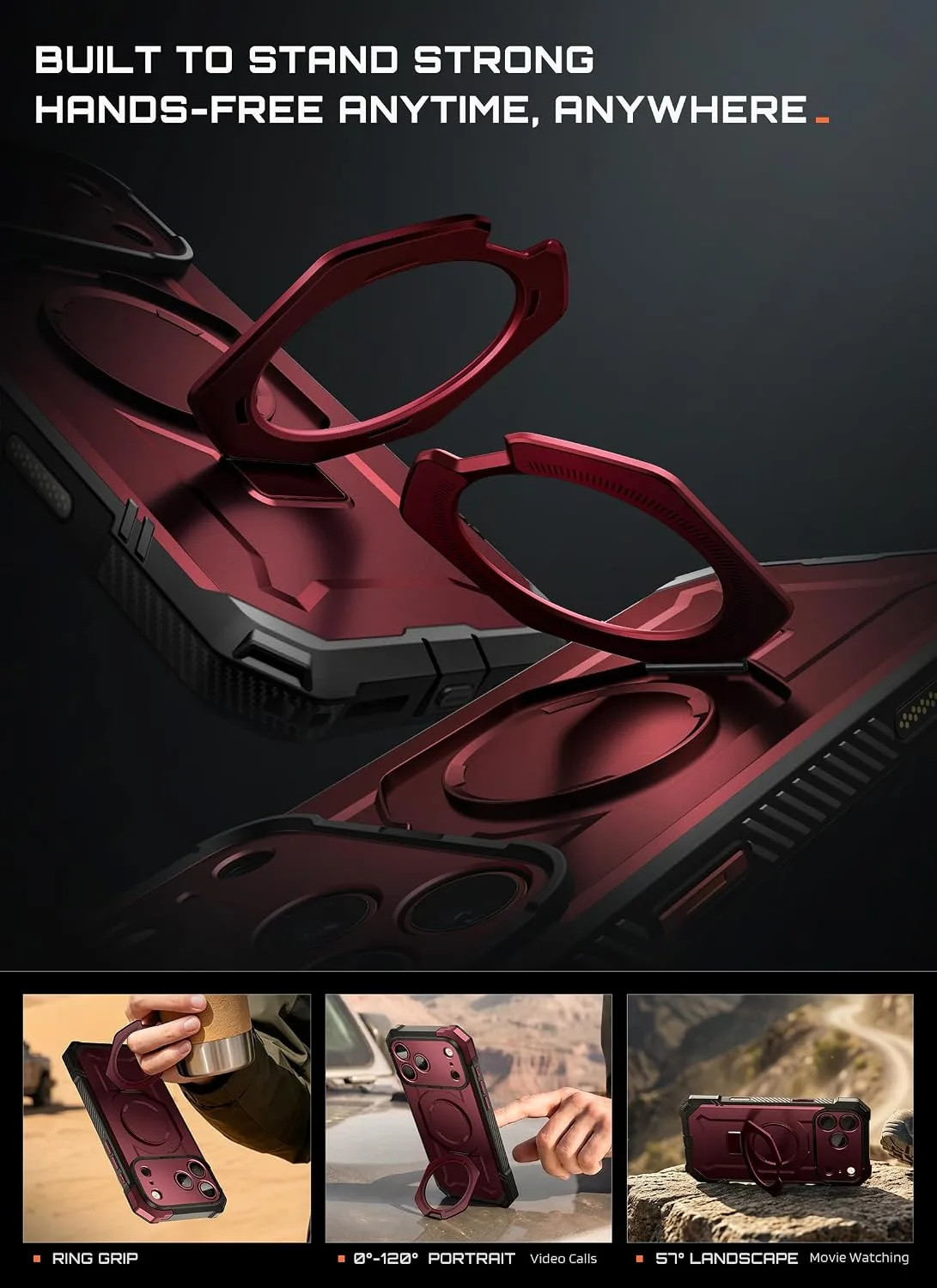SUPCASE for iPhone 18 Pro Case / 17 Pro Case with Stand, Burgundy