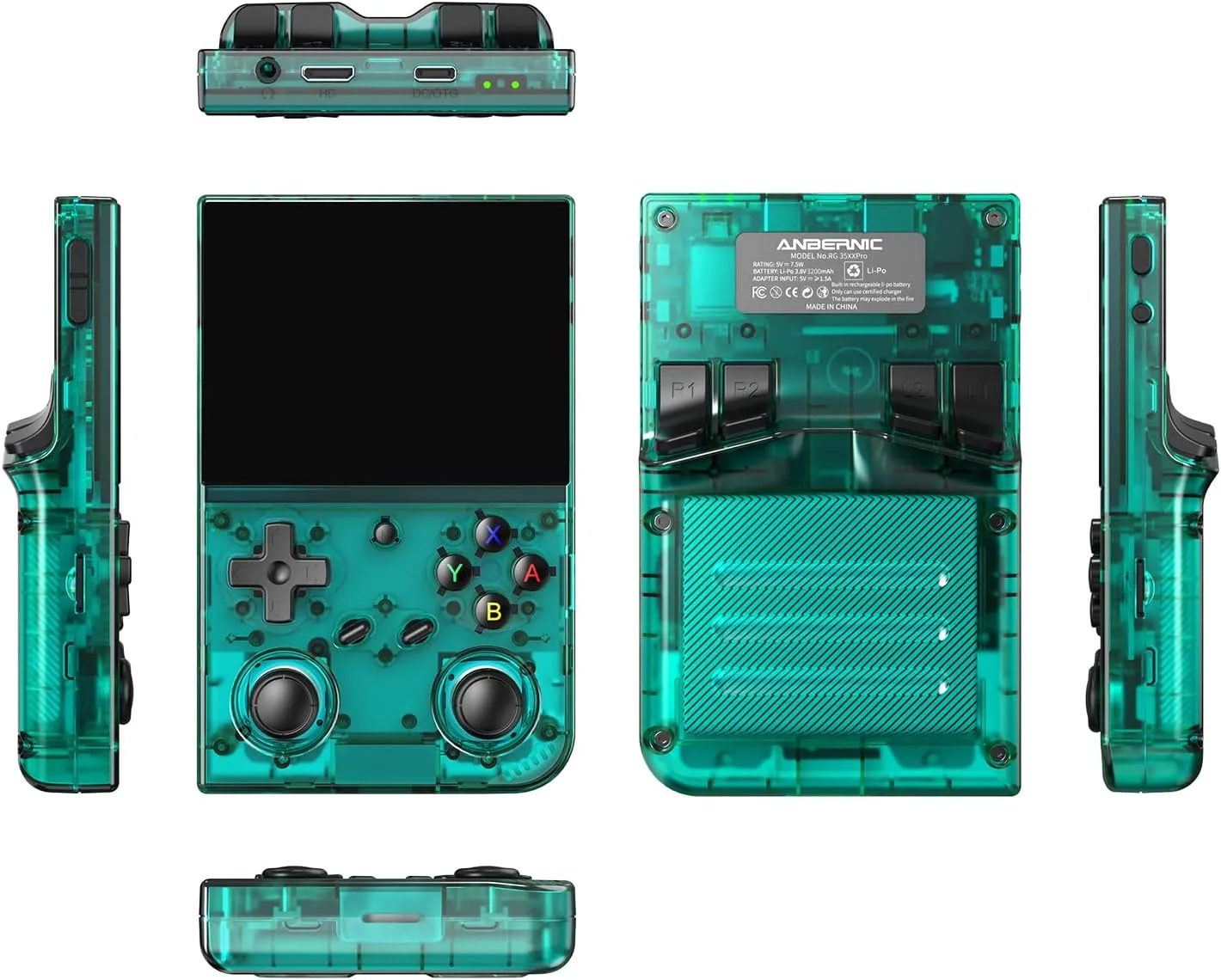 RG35XX Pro Handheld Game Consoles RG35XXPro Retro Gaming Console with 64GB Card 4353 Games Video Game Console Pocket Arcade Support 30+ Simulators WiFi Bluetooth HD Output Transparent Teal