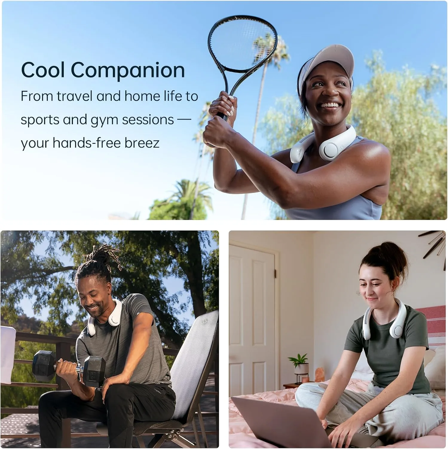 JISULIFE Neck Fan Portable, Personal Wearable Fan with Battery Rechargeable